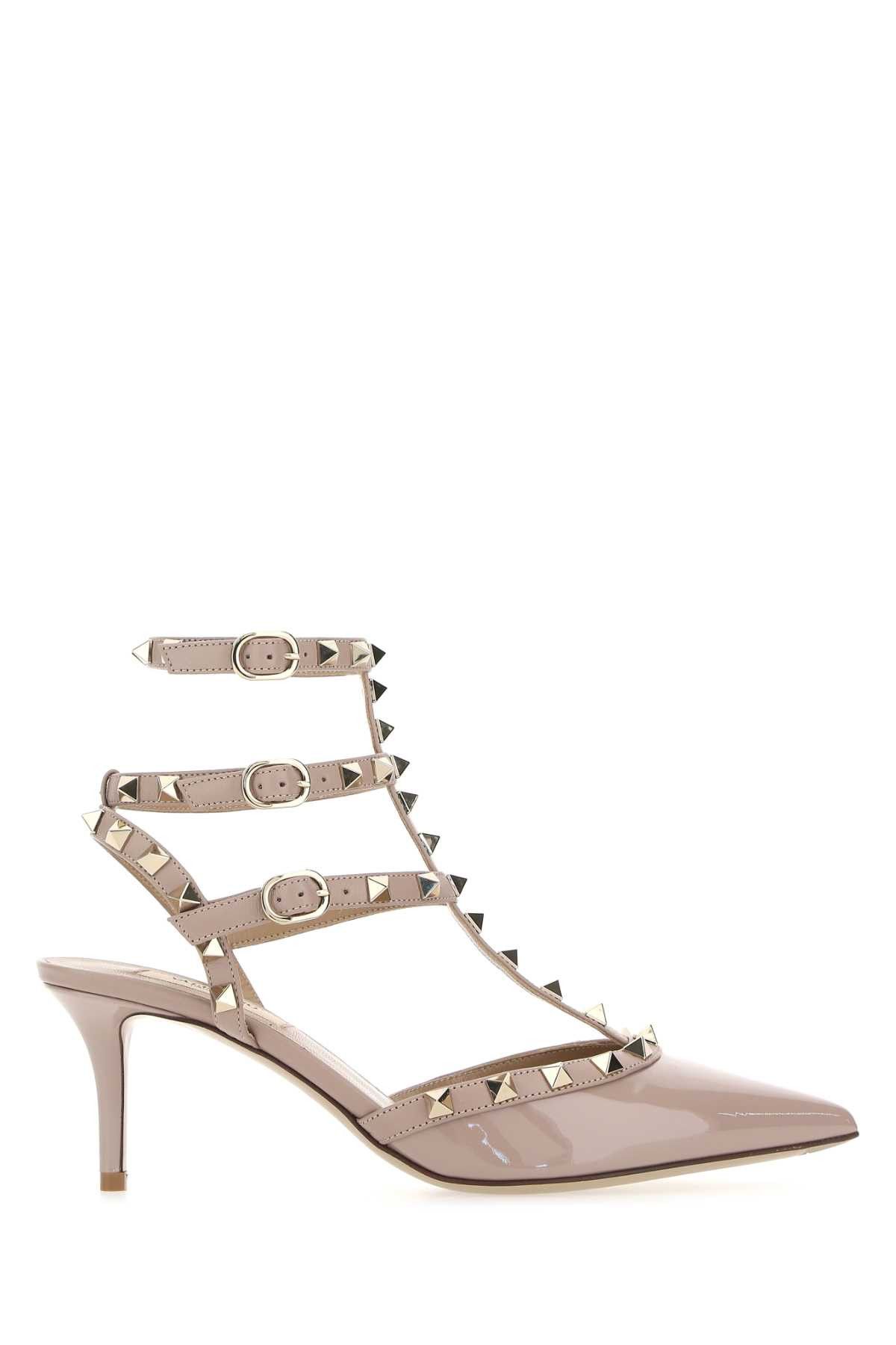 image of Valentino Garavani Antiqued Pink Leather Rockstud Pumps Shoes, Women's (Size 9)