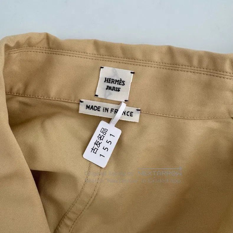 Hermes Hermes Asymmetrical Structured Shirt Jacket in Khaki Size XS / US 0-2 / IT 36-38 - 6 Thumbnail