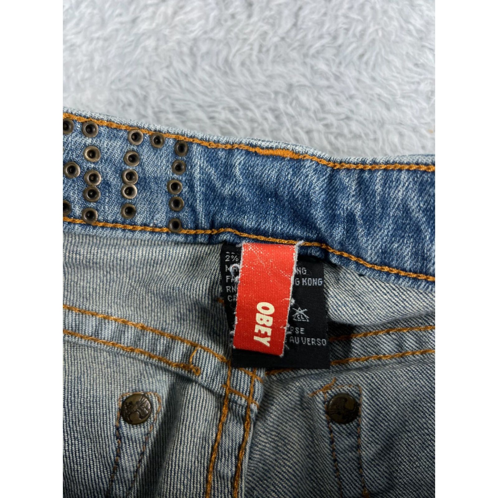 Obey OBEY Jeans 0 24x29 Blue Denim Straight Ankle Zip Studded Womens Size 25" / US 0 / IT 36 - 6 Thumbnail