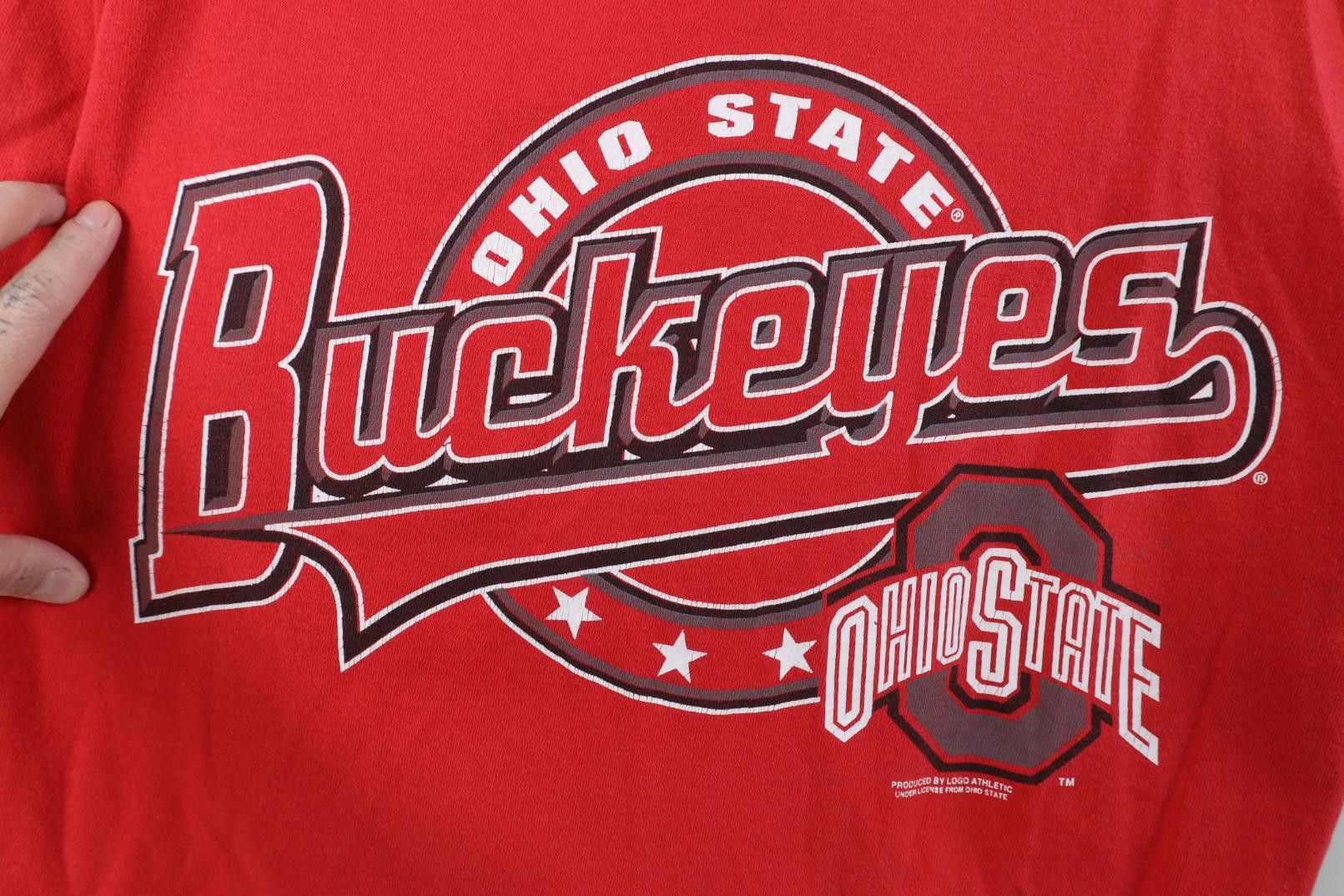 Vintage Vintage 90s Spell Script Ohio State University T-Shirt Red Size US L / EU 52-54 / 3 - 4 Thumbnail
