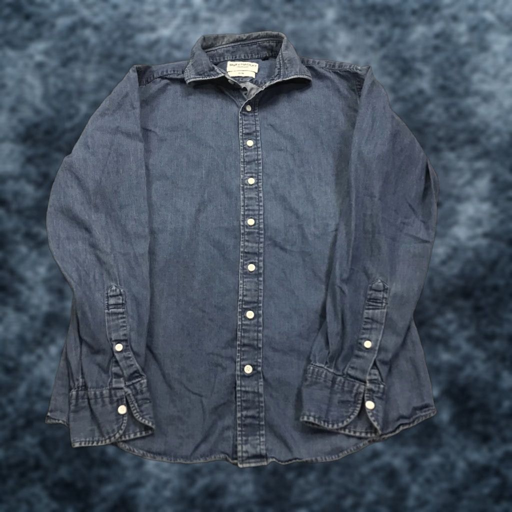 Vintage Spier & Mackay Shirt Mens 15.5 Blue Slim Button-Up Long Sleeve Casual Gift? Size US L / EU 52-54 / 3 - 1 Thumbnail