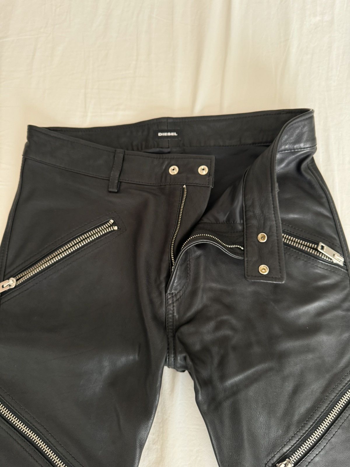 Diesel DIESEL Black Leather Pants Size US 31 - 13 Thumbnail