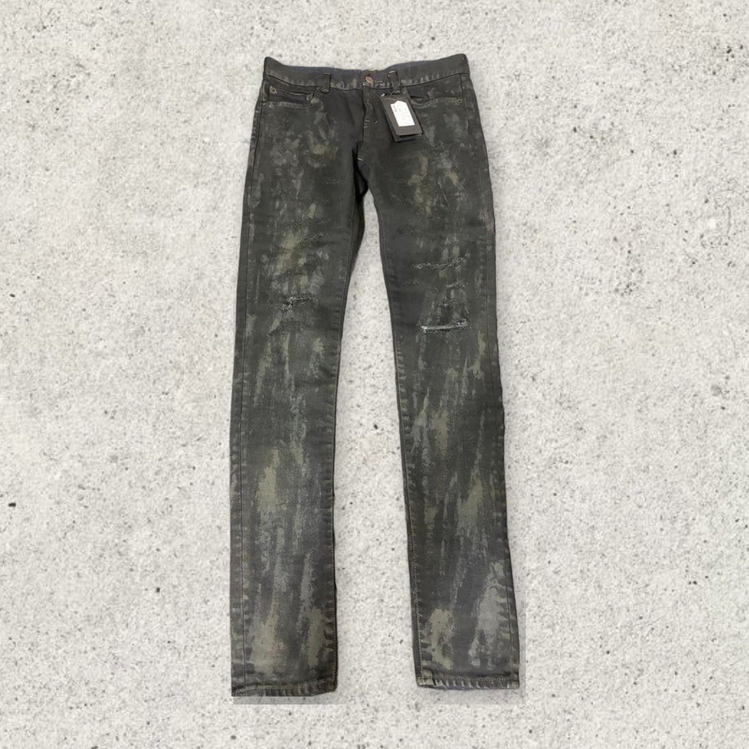 Saint Laurent Paris Saint Laurent Paris Oil Spill Distressed Skinny Jeans Size US 28 / EU 44 - 1 Thumbnail