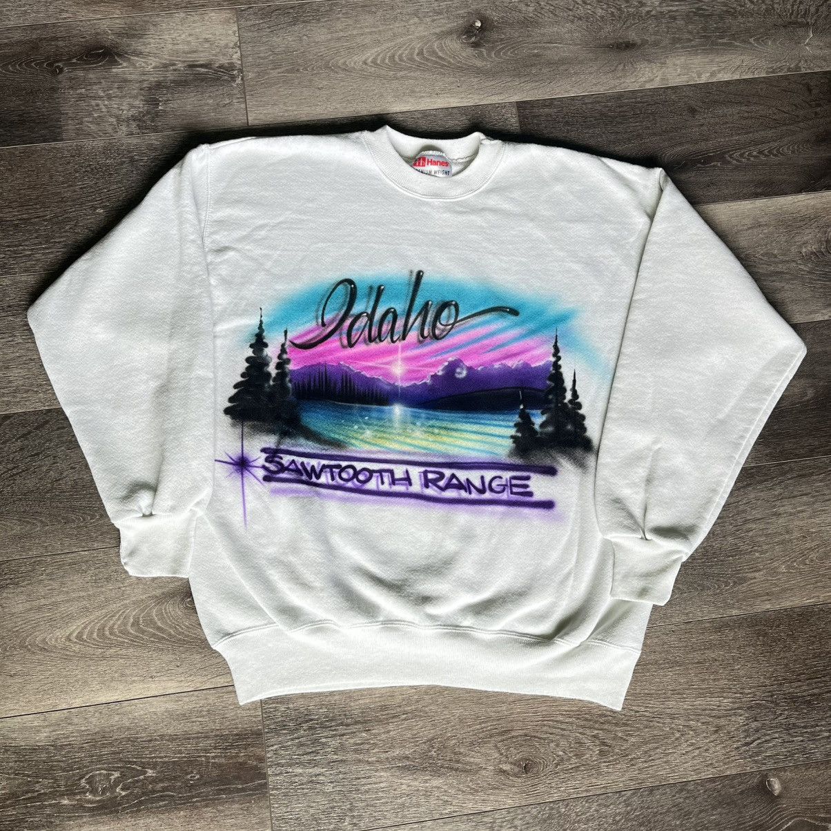Vintage Vintage 1990s Idaho Sawtooth Range Airbrush Graphic Crewneck Size US L / EU 52-54 / 3 - 1 Thumbnail