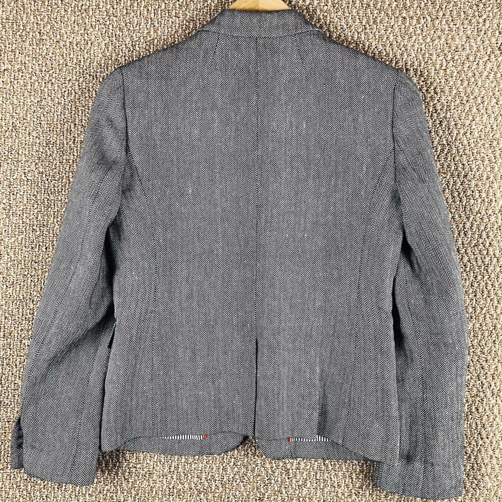 J.Crew J.CREW Dalton Blazer Womens 0 Herringbone Linen Blend Blue Button Jacket Regular Pockets Lined Short Sleeve Navy/Blue (Office, Workwear) Womens Size XS / US 0-2 / IT 36-38 - 6 Thumbnail