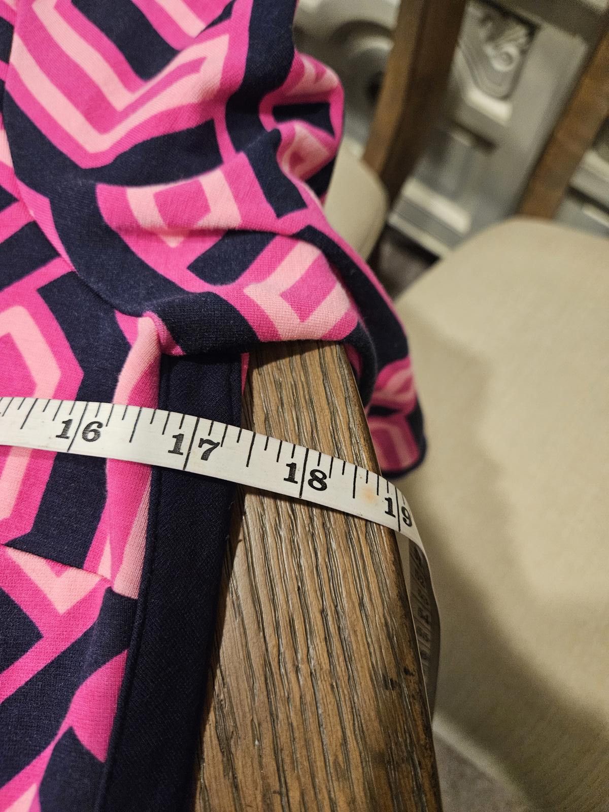 Designer Crown & Ivy Geometric Patterned Dress - Pink & Navy #268 Size XS / US 0-2 / IT 36-38 - 5 Thumbnail