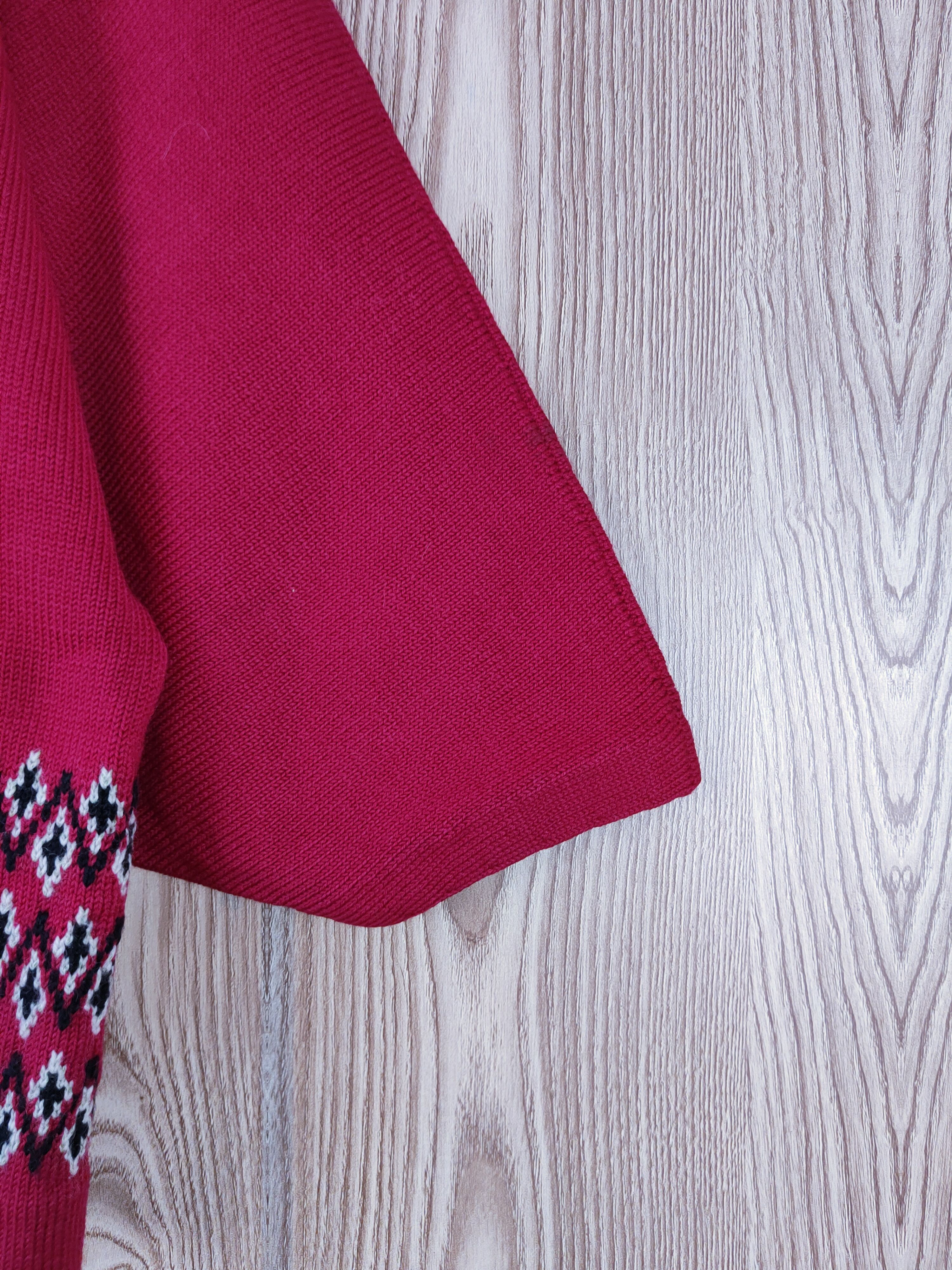 Japanese Brand Japan Dark Pink Knitwear Short Kimono cardigan #W751 Size L / US 10 / IT 46 - 7 Thumbnail