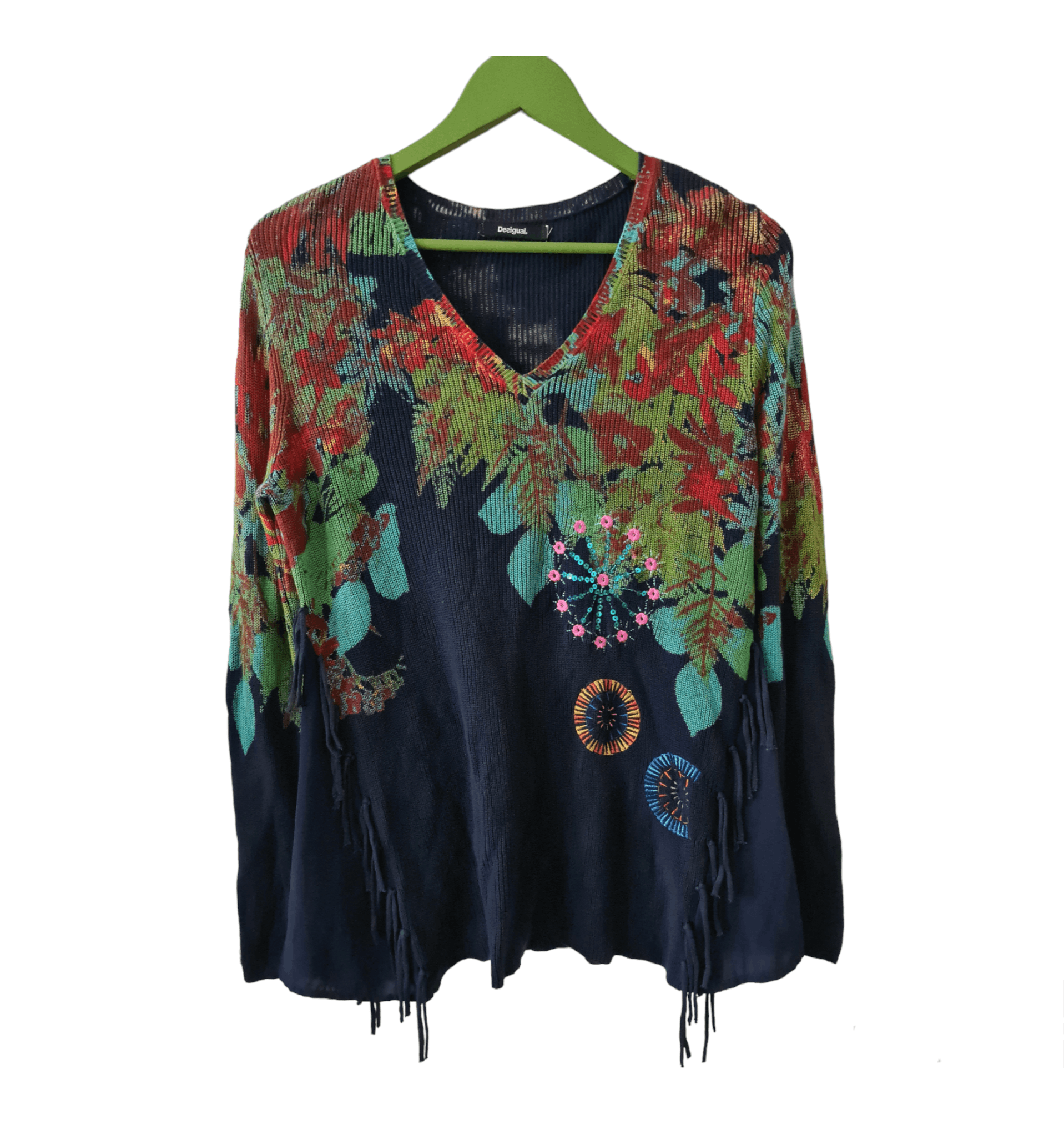 Desigual Vintage Desigual Y2K Flowers Print Sweater Size L / US 10 / IT 46 - 2 Thumbnail