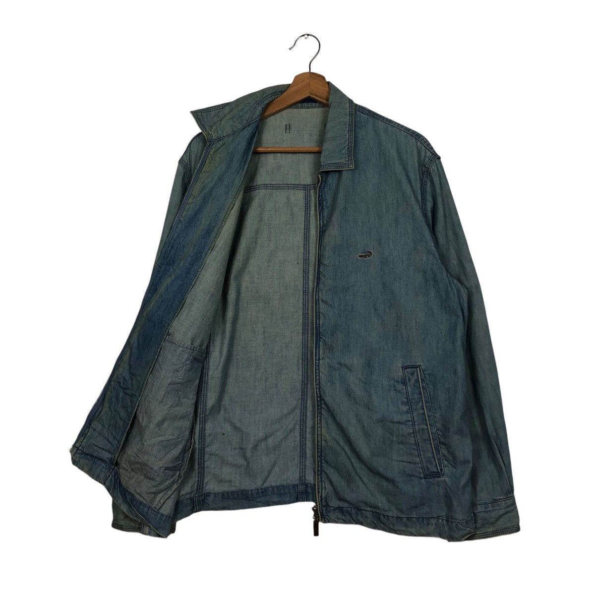 Japanese Brand 📌Vintage Worker Indigo Denim Jacket Crocodile Zipper Size US L / EU 52-54 / 3 - 12 Thumbnail
