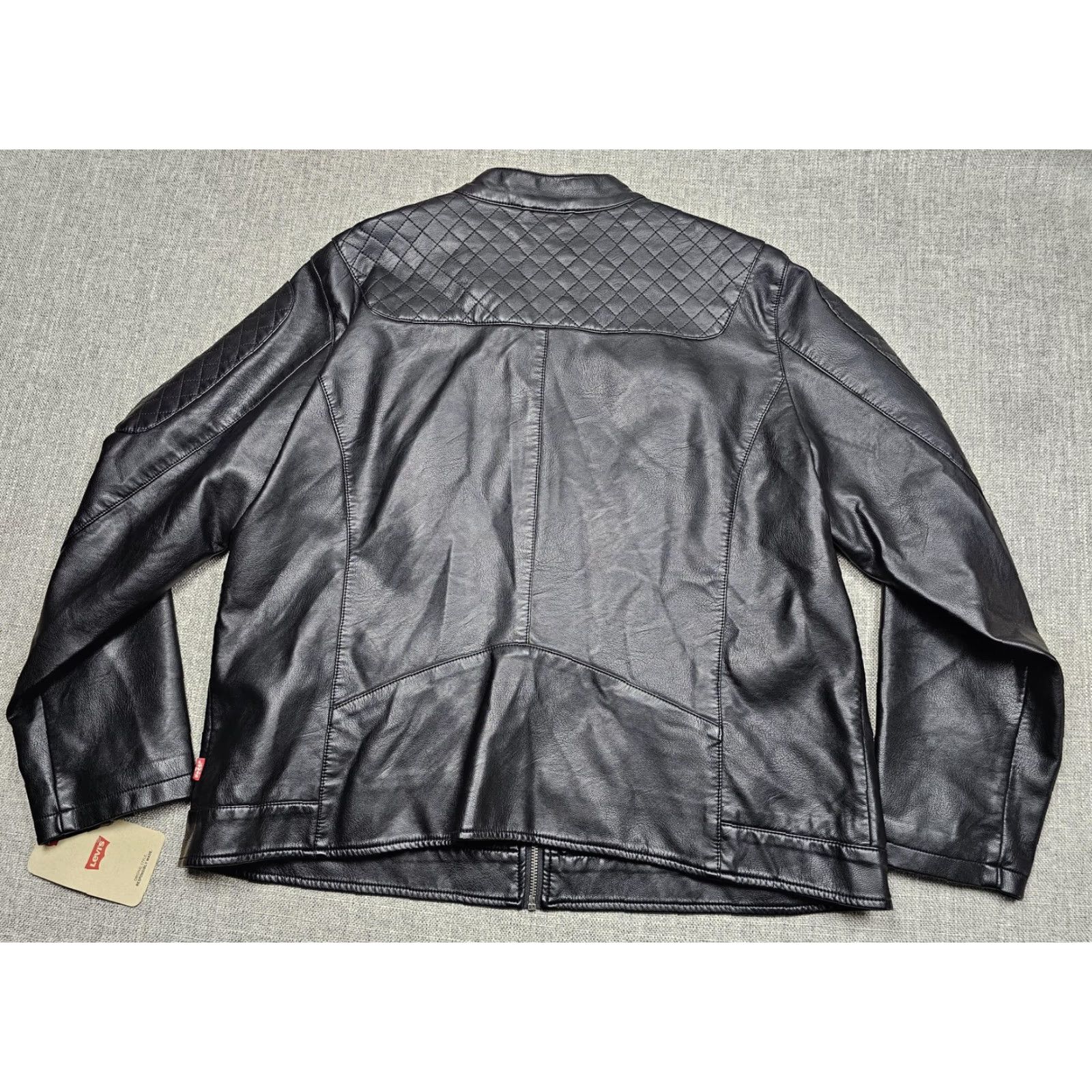 Levi's Levis Jacket Womens 1X Black Faux Leather Moto Quilted Zip Pockets LW7YU263 Size XL / US 12-14 / IT 48-50 - 2 Thumbnail
