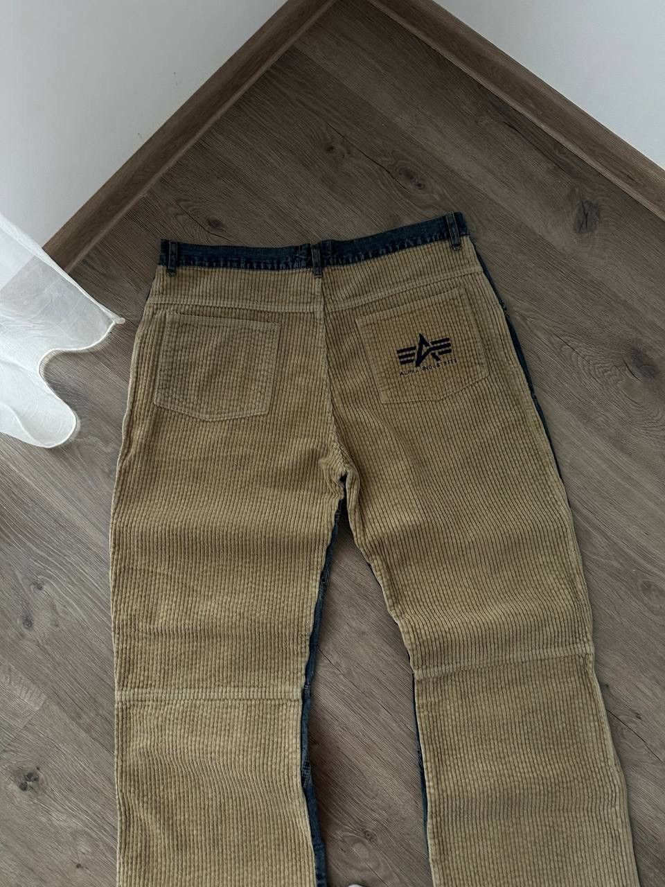 Alpha Industries × Vintage Vintage Alpha Industries Velvet Denim Baggy Big Logo Pants Size US 34 / EU 50 - 6 Thumbnail
