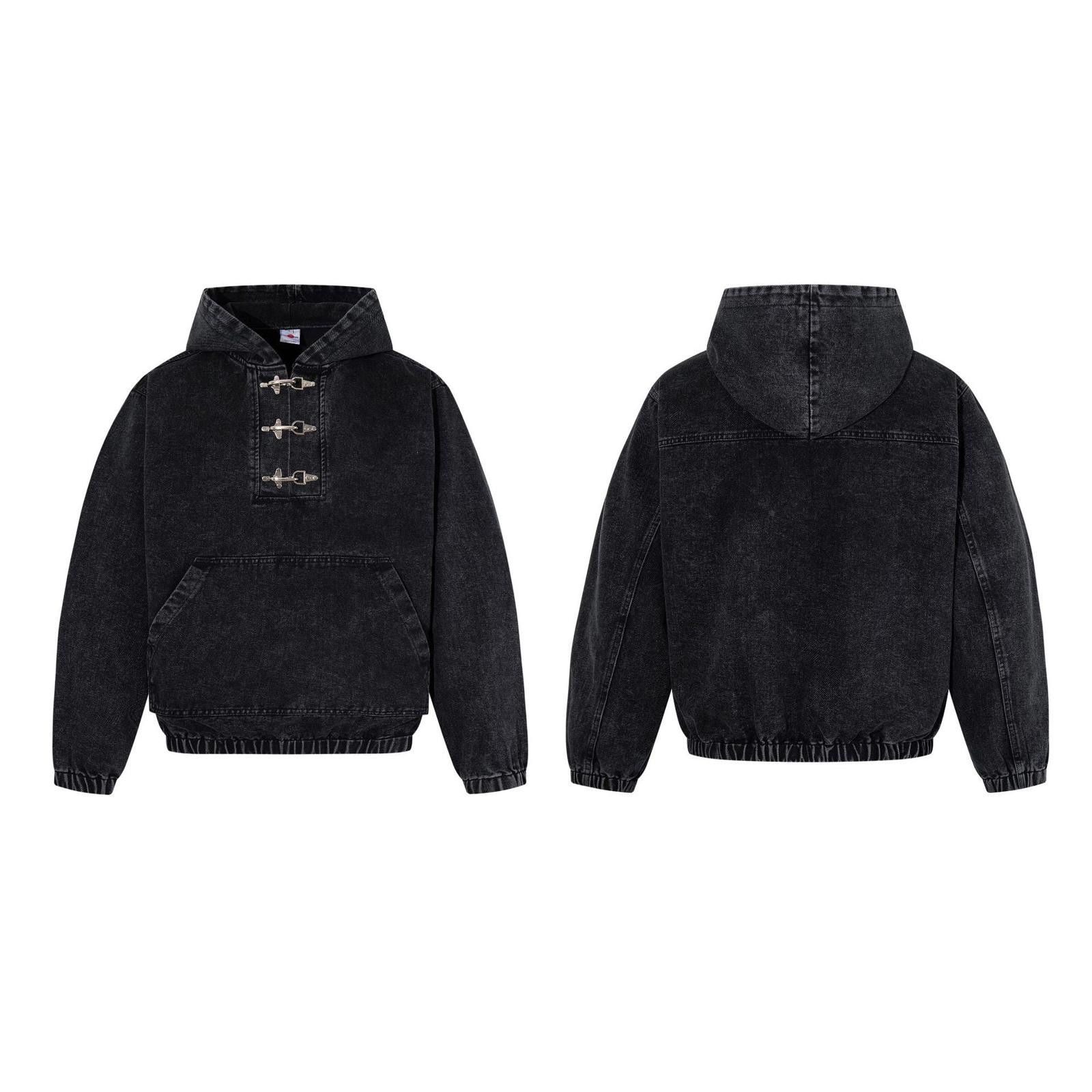 Other Black Washed Denim-Weight Fireman Clasp Hoodie Shinzo Style Size US M / EU 48-50 / 2 - 6 Thumbnail
