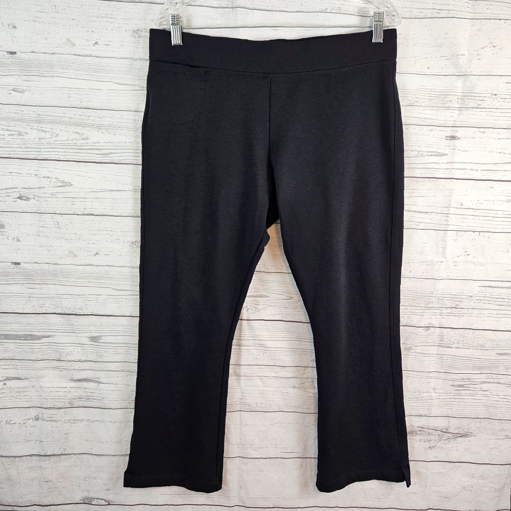 Vintage American Giant Womens Cropped Pants Sz 16 Black Mid Rise Pull On Size 38" / US 16 / IT 52 - 2 Thumbnail
