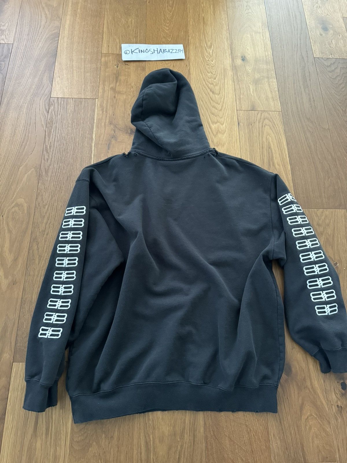 Balenciaga BALENCIAGA DISTRESSED DOUBLE B HOODIE Size US L / EU 52-54 / 3 - 5 Thumbnail