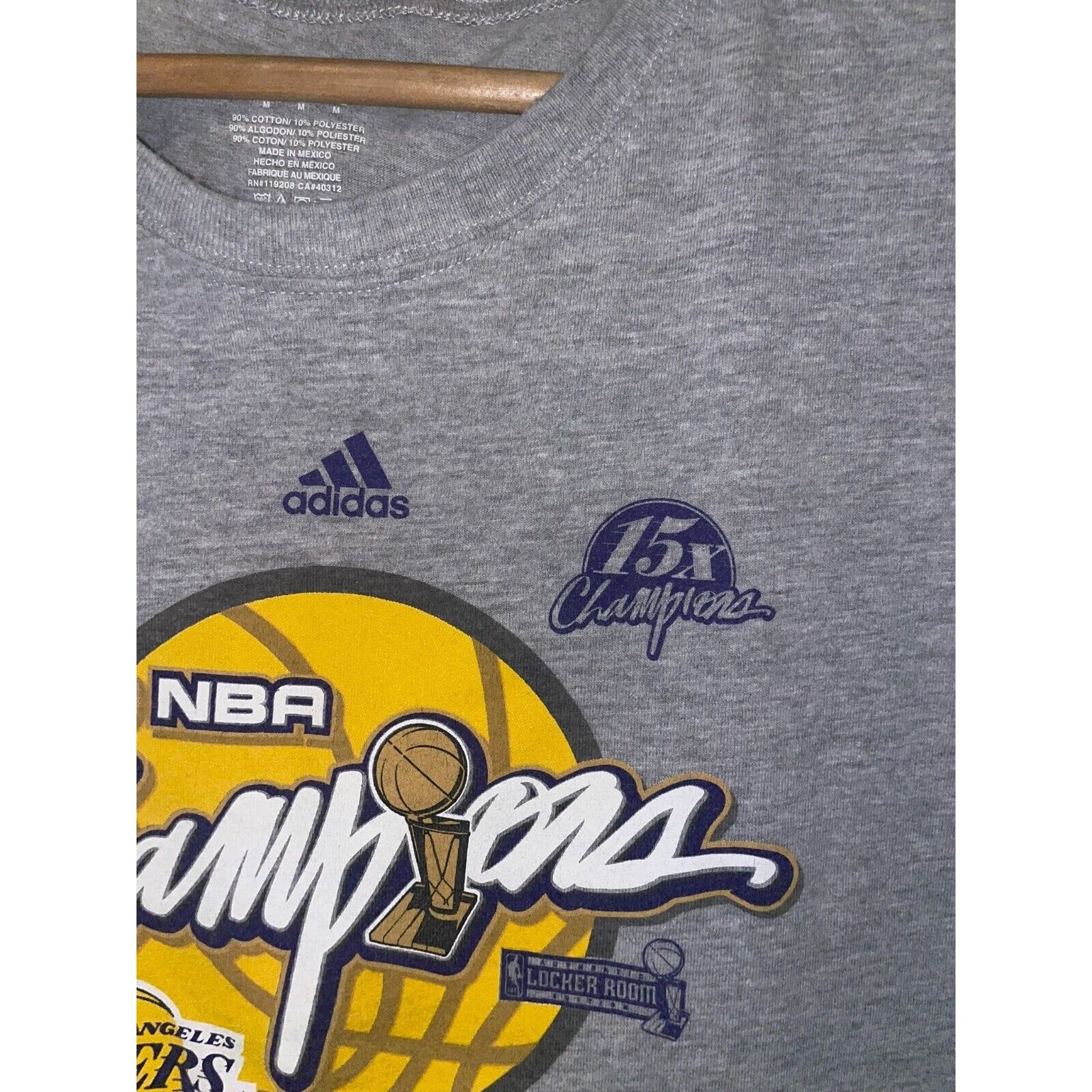 Adidas 2009 NBA Champions Los Angeles Lakers Shirt Tee M Medium Size US M / EU 48-50 / 2 - 3 Thumbnail