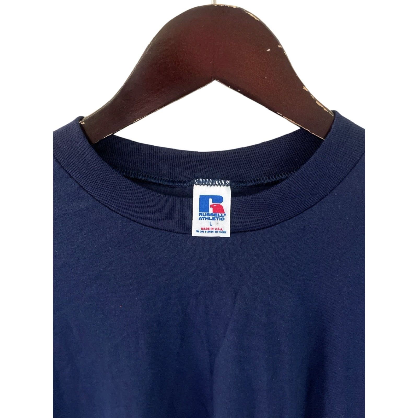 Russell Athletic VINTAGE Russell Athletic Long Sleeve Shirt Mens L Navy Blue 90s NOS NWOT Made in USA Workout Athletic 90s Mens Shirt Russell Athletic Size US L / EU 52-54 / 3 - 3 Thumbnail