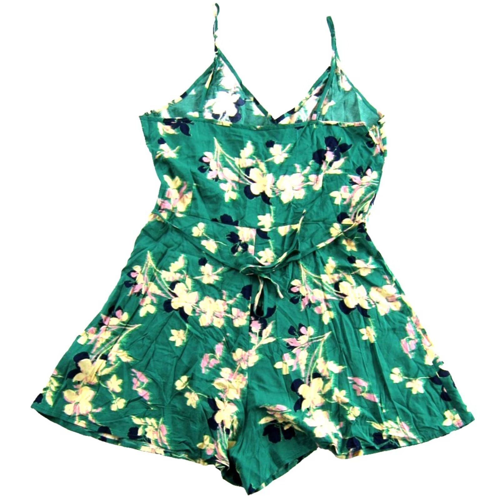 Uniqlo Uniqlo Romper Jumpsuit One-Piece Floral Spaghetti Strap 100% Rayon Green Travel Casual M Women Size 32" / US 10 / IT 46 - 4 Thumbnail