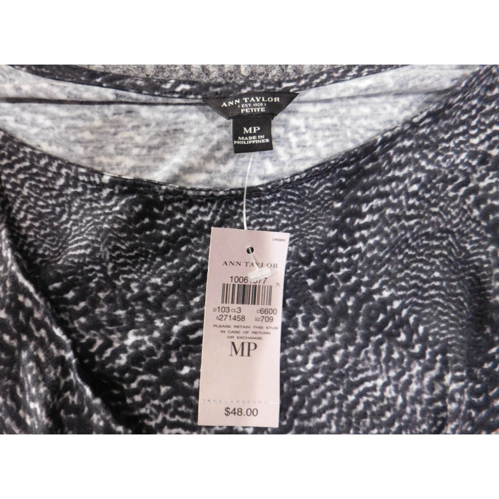Vintage ann taylor top Medium petite gray pullover sleeveless geometric womens rayon blouse Size M / US 6-8 / IT 42-44 - 5 Thumbnail