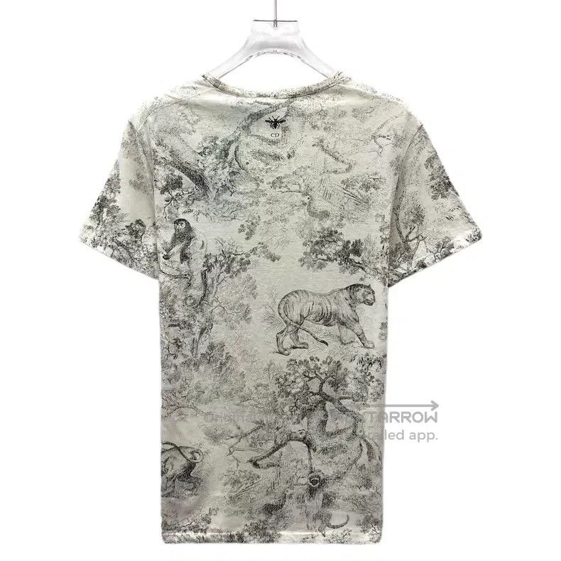 Dior Dior Gray-white animal jungle print cotton round-neck shor Size S / US 4 / IT 40 - 2 Thumbnail