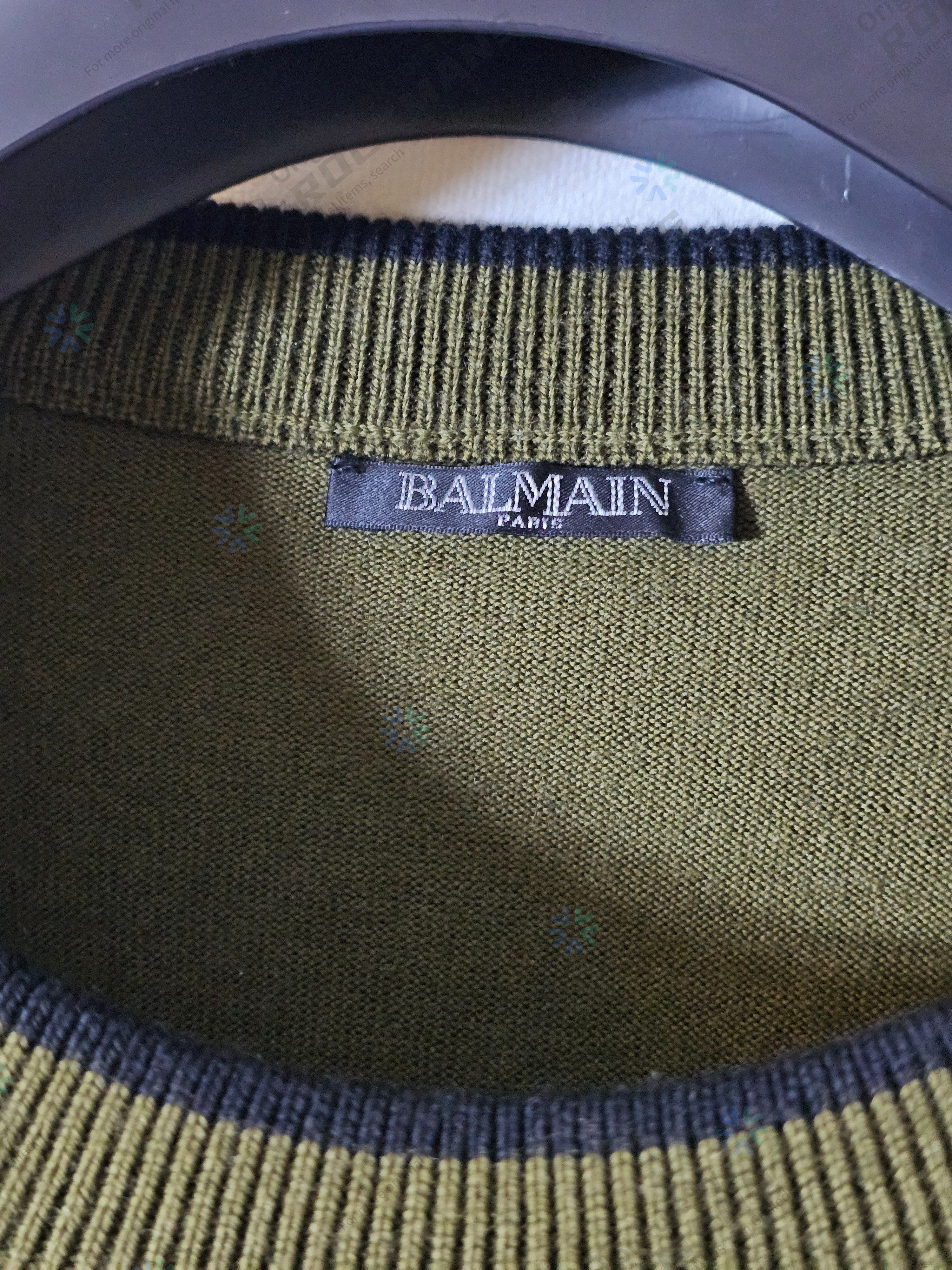 Balmain Balmain Knit Jumper Olive Print Crew-neck Sweater XL Size US XL / EU 56 / 4 - 4 Thumbnail