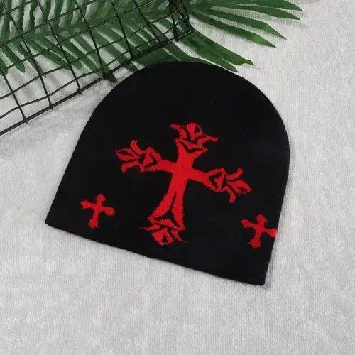 VIBE Black Red Knit Slouchy Beanie Hat 2024 Size ONE SIZE - 1 Thumbnail