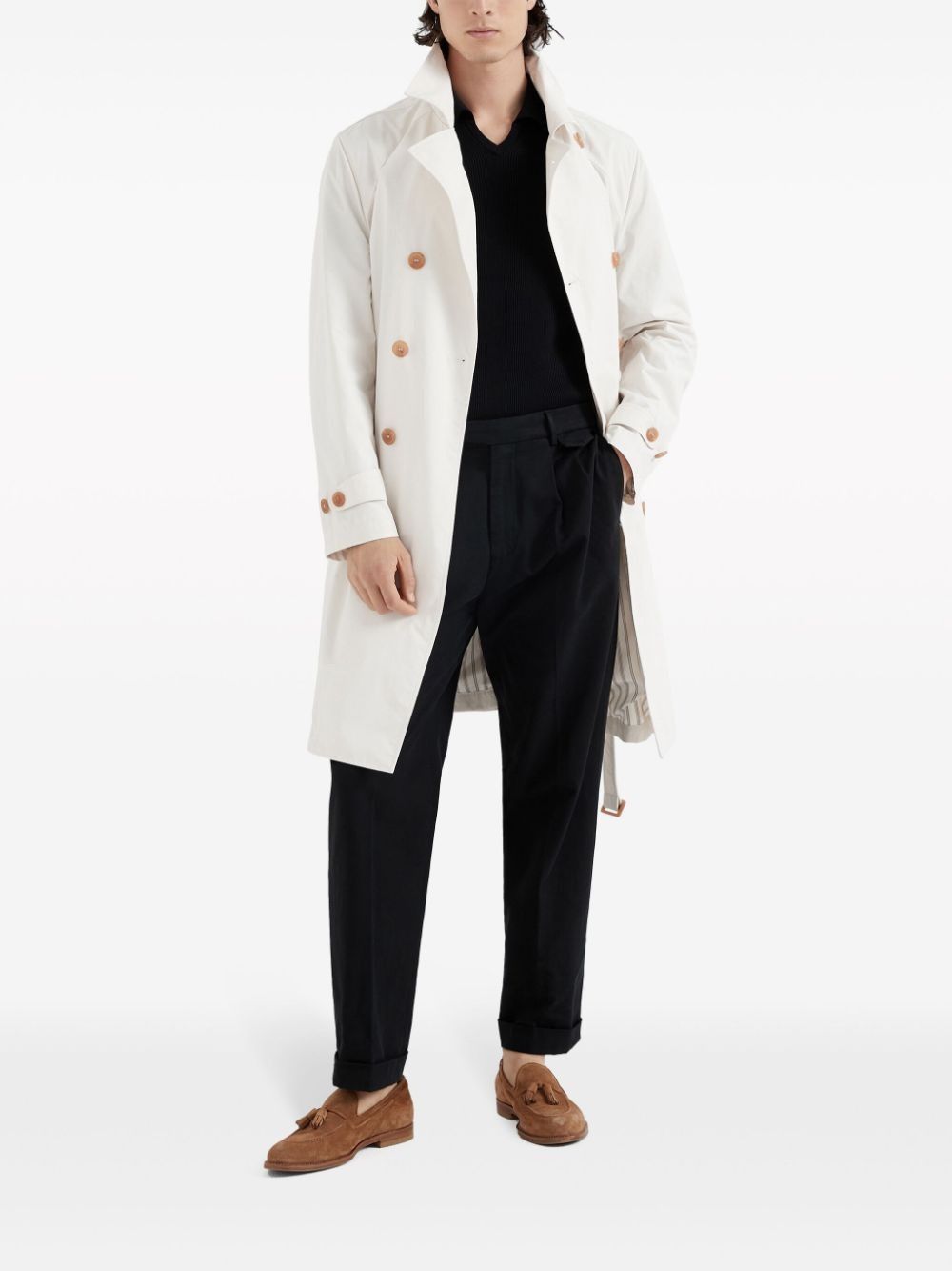 Brunello Cucinelli Raincoat in Open White Size US S / EU 44-46 / 1 - 4 Thumbnail