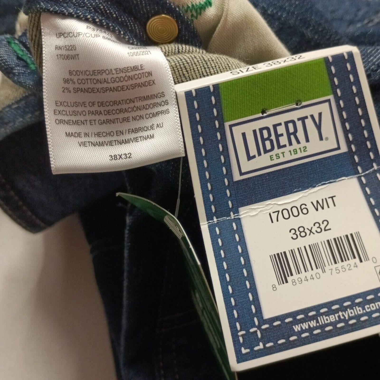 Liberty Liberty Denim Blue Jeans Bibs Overalls Men's 38x32 Cotton Size US 38 / EU 54 - 7 Thumbnail