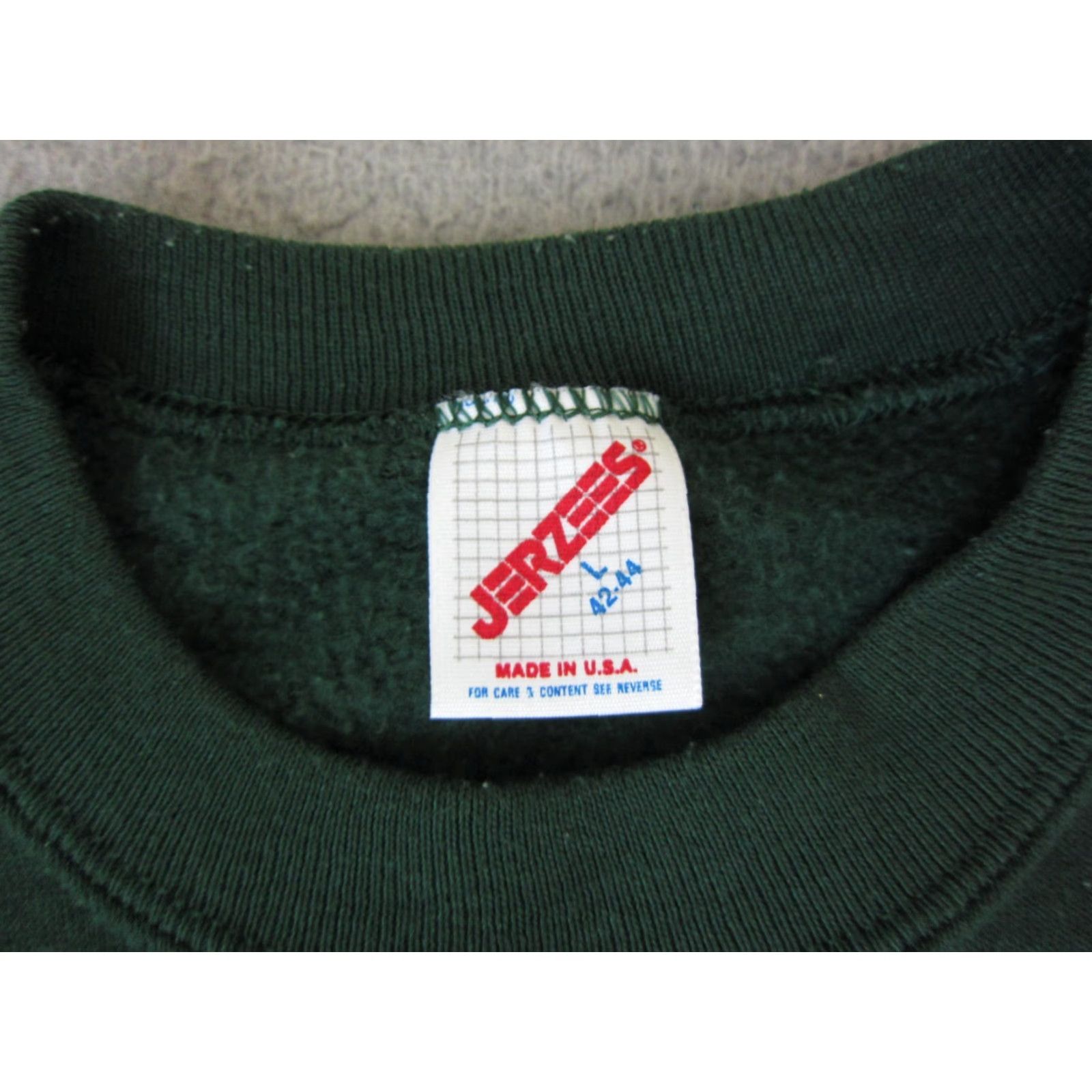 Jerzees VINTAGE Jerzees Sweatshirt Mens L Green Safari Crew Neck Pullover Cotton Polyester Fleece 90s USA Giraffe Size US L / EU 52-54 / 3 - 5 Thumbnail