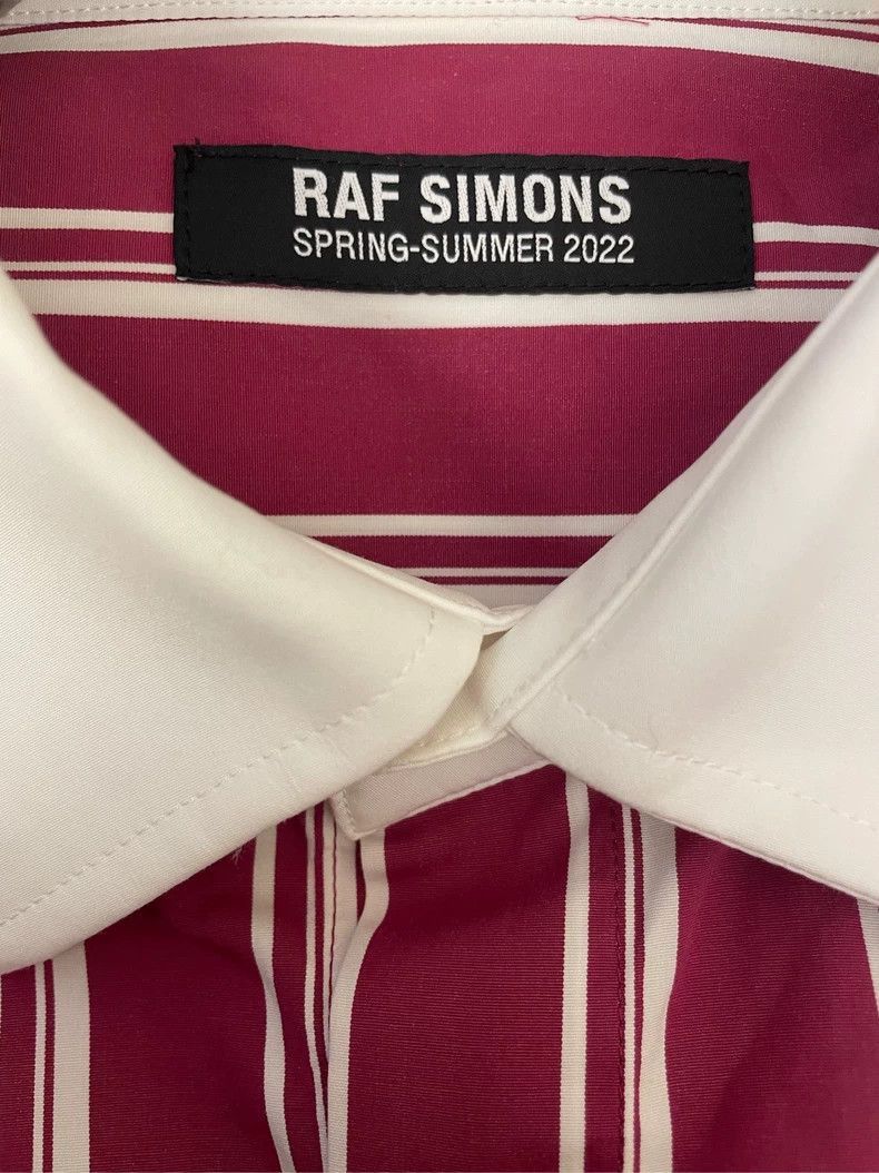 Raf Simons Raf Simons Plum white striped silver button Logo short slee Size US L / EU 52-54 / 3 - 5 Thumbnail