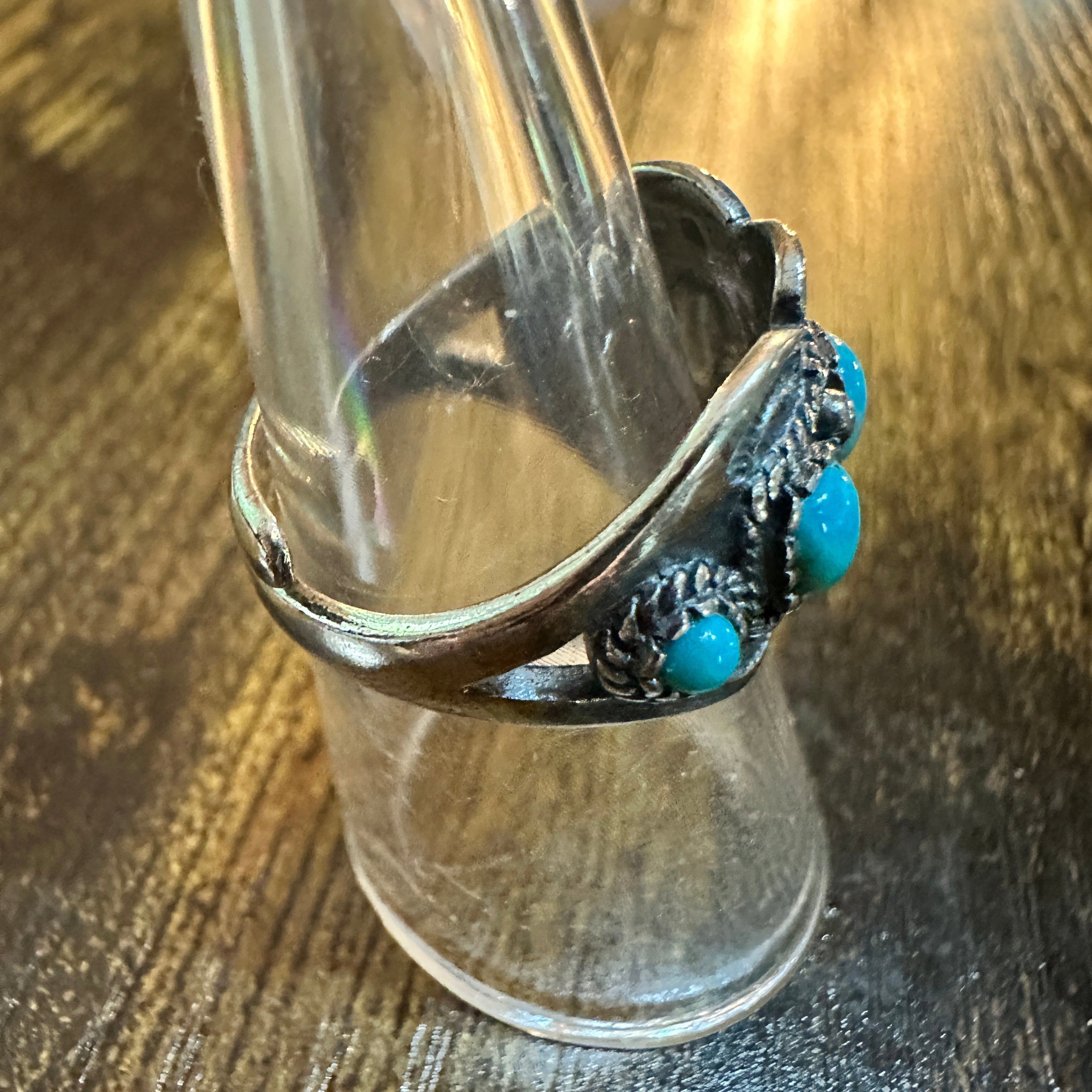 Other Boho Native American Turquoise Floral Adjustable Sterling Si Size ONE SIZE - 7 Thumbnail
