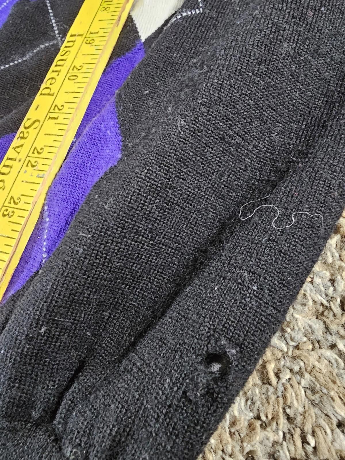 Footjoy FootJoy Argyle Wool Sweater Black Purple 1/4Zip Mens L FLAWS Size US L / EU 52-54 / 3 - 5 Thumbnail