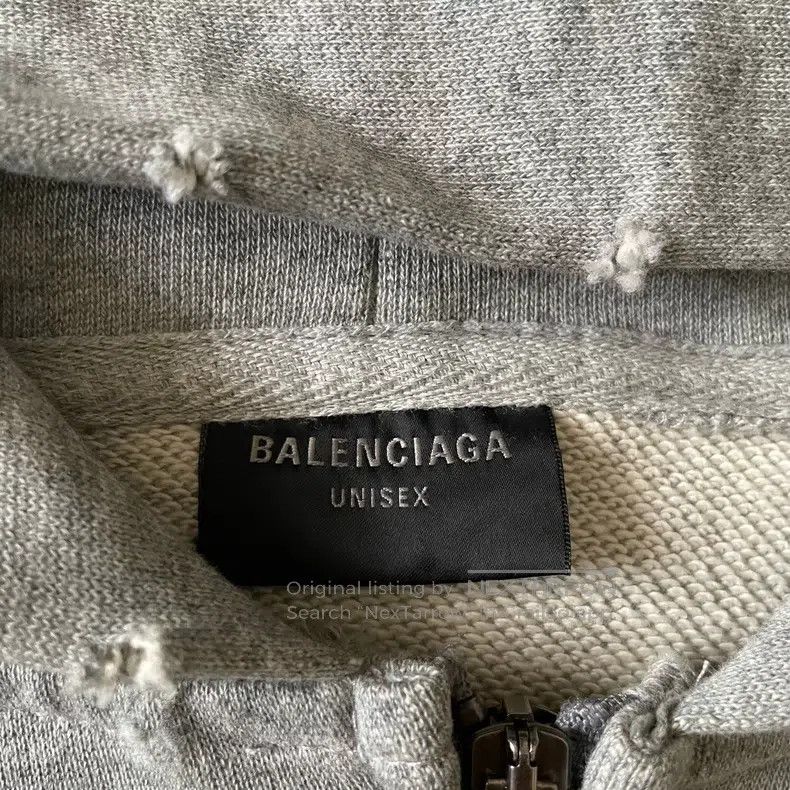 Balenciaga Balenciaga Grey distressed letter hooded sweatshirt Size US L / EU 52-54 / 3 - 4 Thumbnail