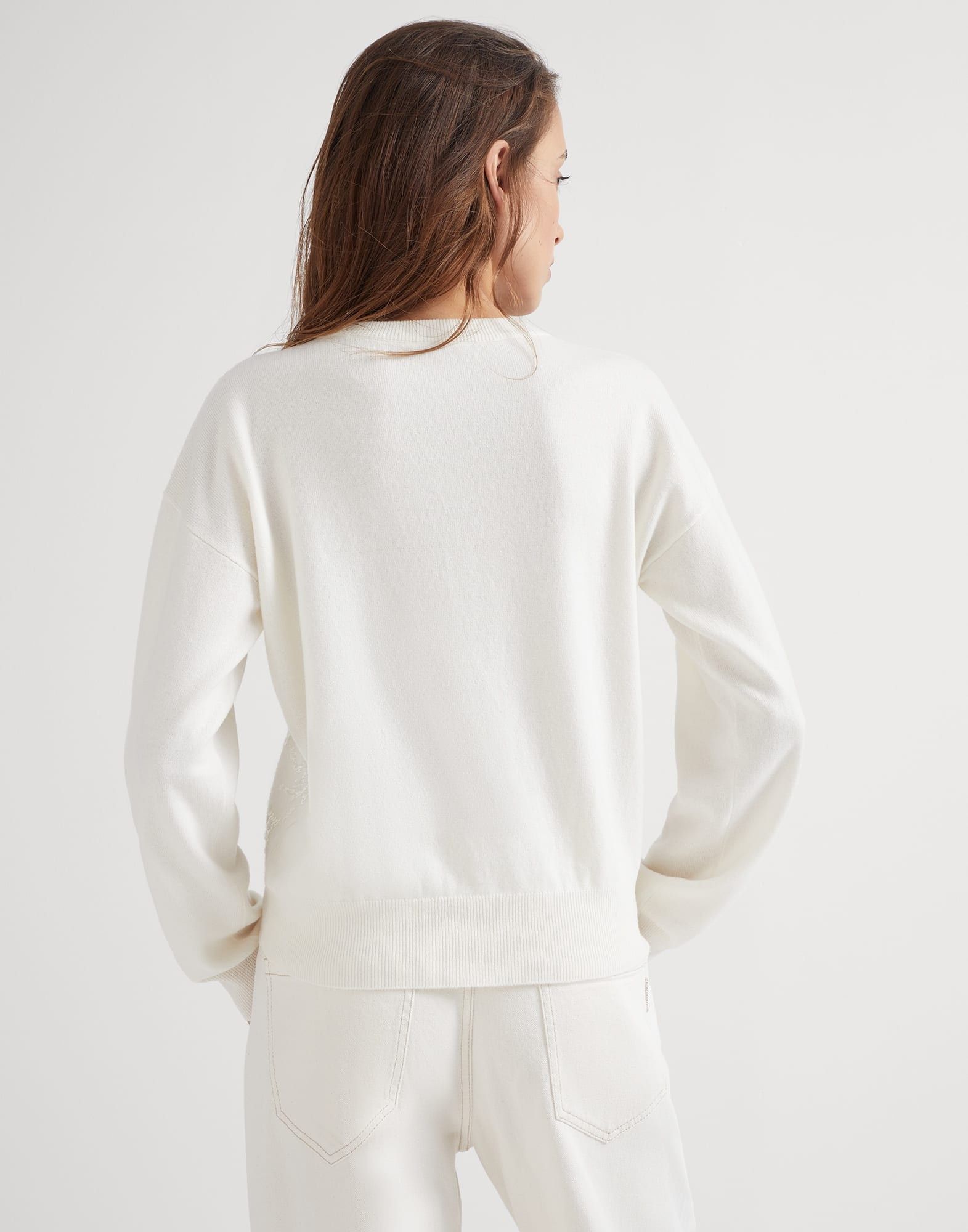 Brunello Cucinelli o1la1rc1a0425 Sweater in White Size M / US 6-8 / IT 42-44 - 3 Thumbnail