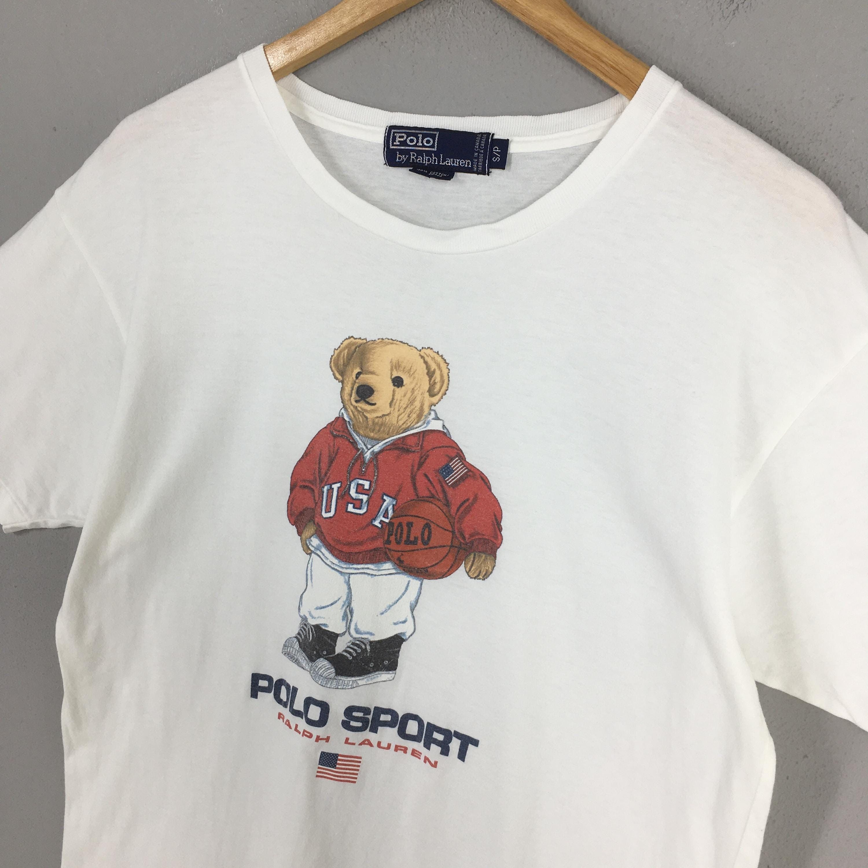 90s Polo Bear Ralph Lauren Nba Basketball T shirt Small