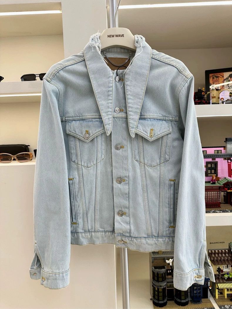 Balenciaga size 38 Light blue bow-tie denim jacket 2501-Nex
