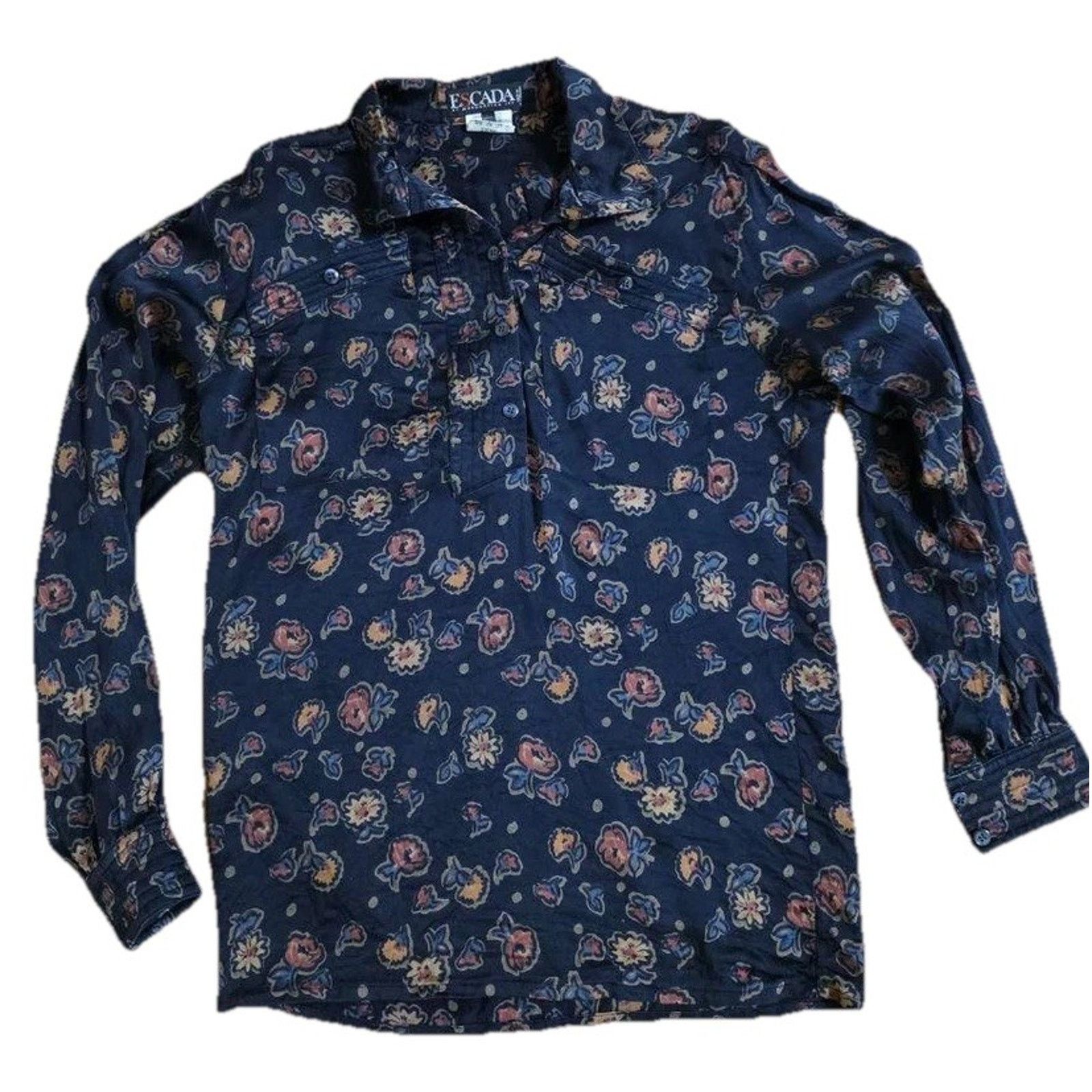 Escada Escada 34 100% silk button flowers Size 34 Black A001120 Size M / US 6-8 / IT 42-44 - 1 Thumbnail