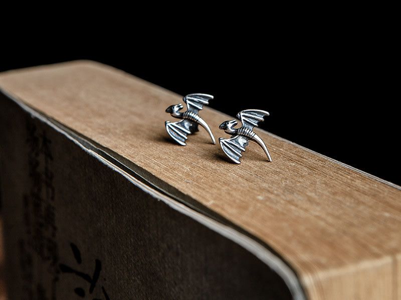 Jewelry Bird Punk Earrings One Pairs Chrome Jewelry Size ONE SIZE - 2 Thumbnail