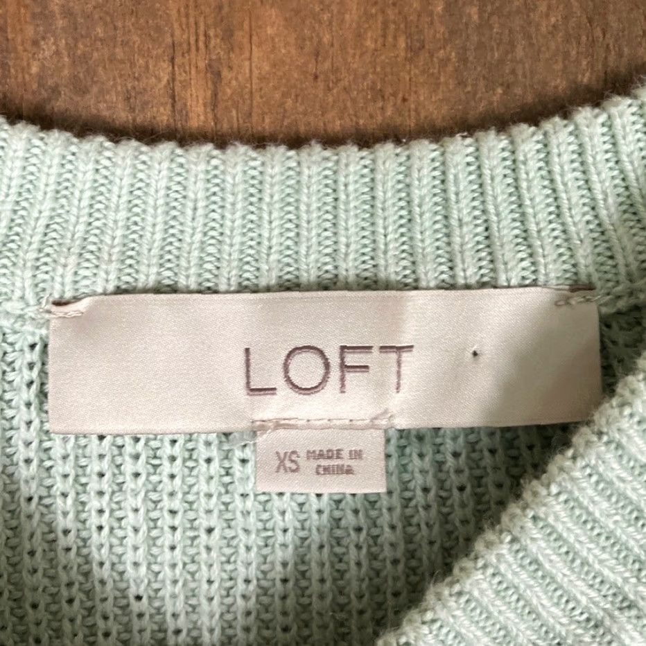 Loft VINTAGE LOFT Womens Sweater Green Knitted Henley Long Sleeve 100% Cotton XS Size XS / US 0-2 / IT 36-38 - 6 Thumbnail