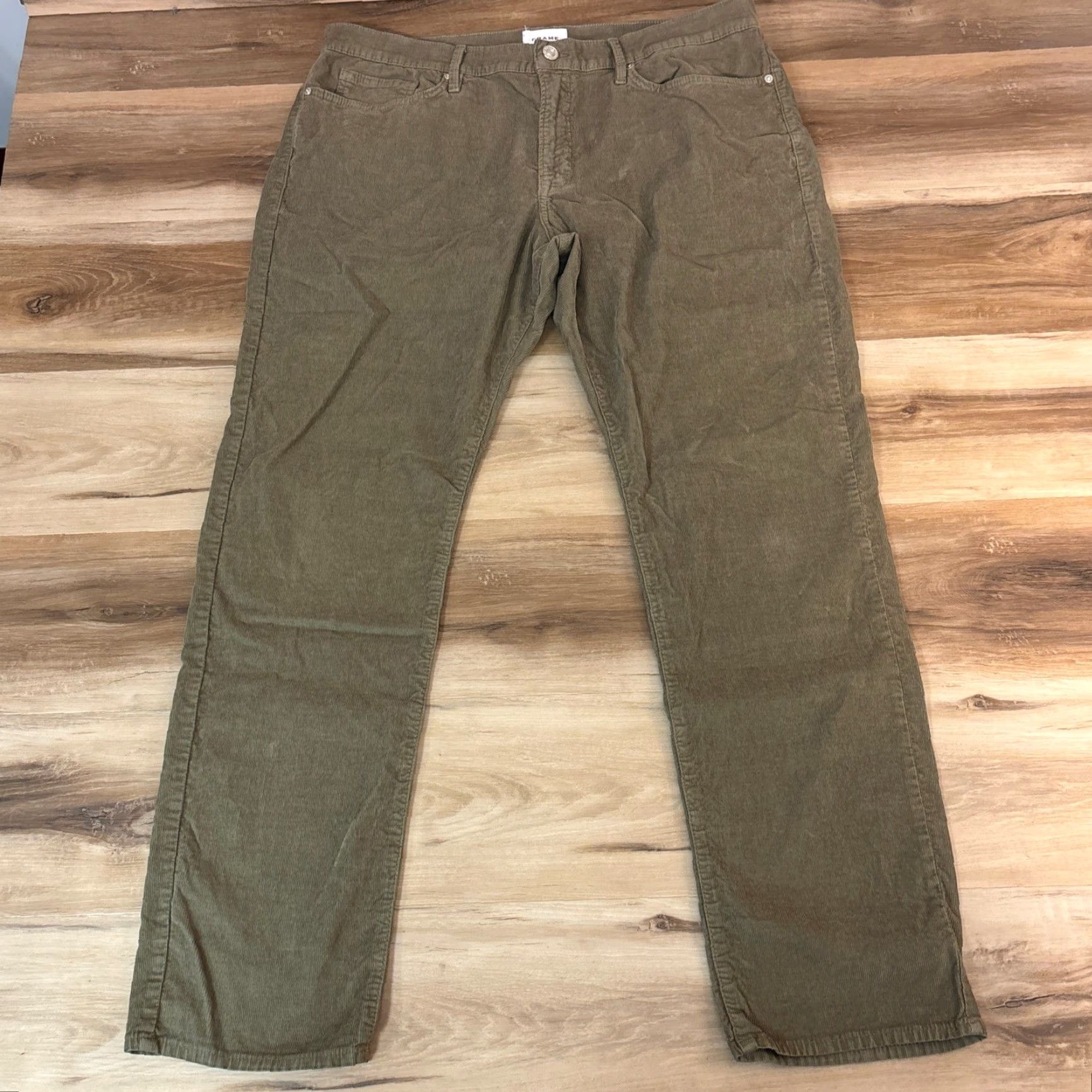 Frame FRAME L'Homme Slim Corduroy Pants Mens Size 38 Khaki Green Cotton Blend Slim Fit Casual Workwear Cotton Blend Black? Size US 38 / EU 54 - 2 Thumbnail