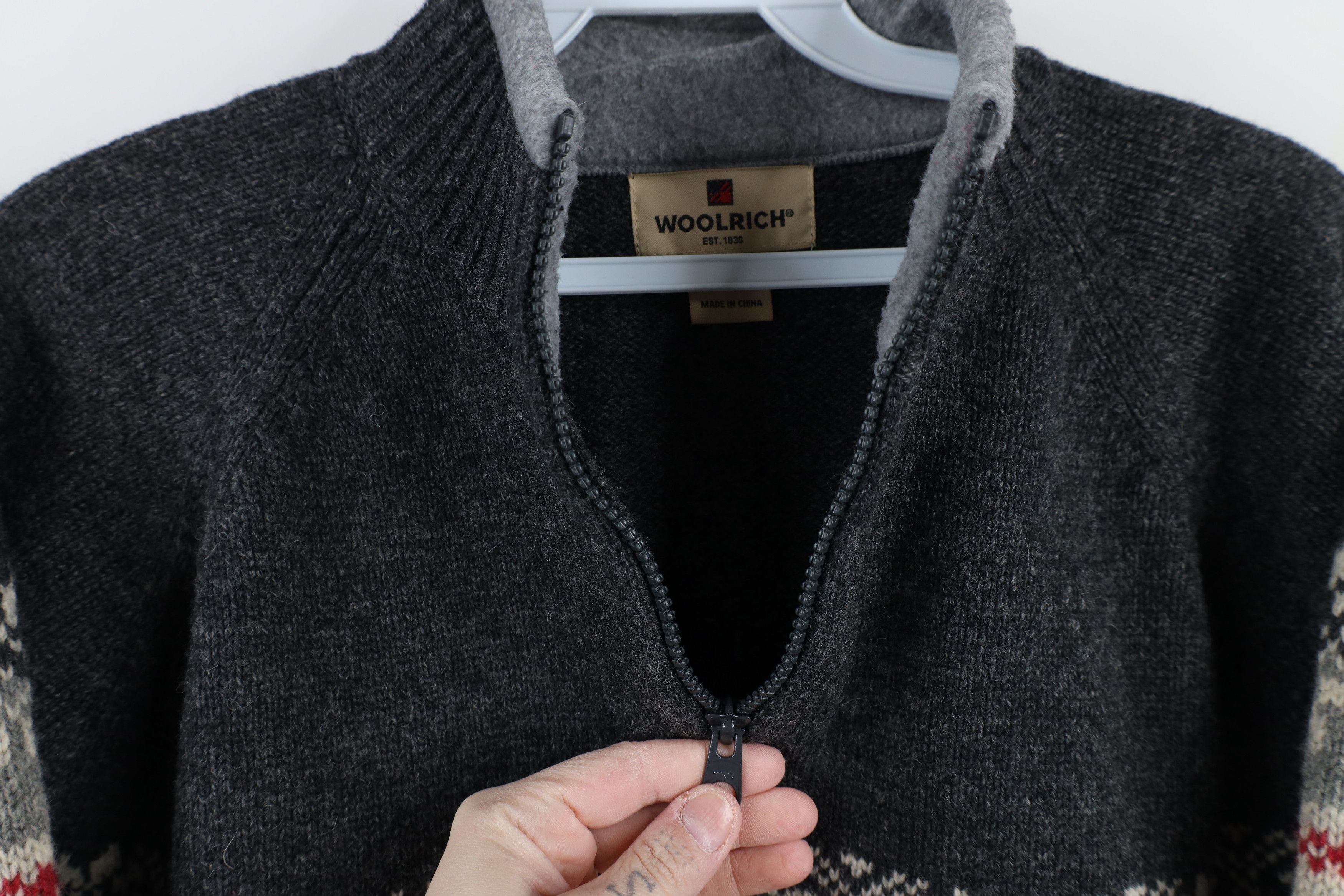 Vintage × Woolrich Woolen Mills Vintage Woolrich Knit Fair Isle Half Zip Pullover Sweater Size L / US 10 / IT 46 - 4 Thumbnail