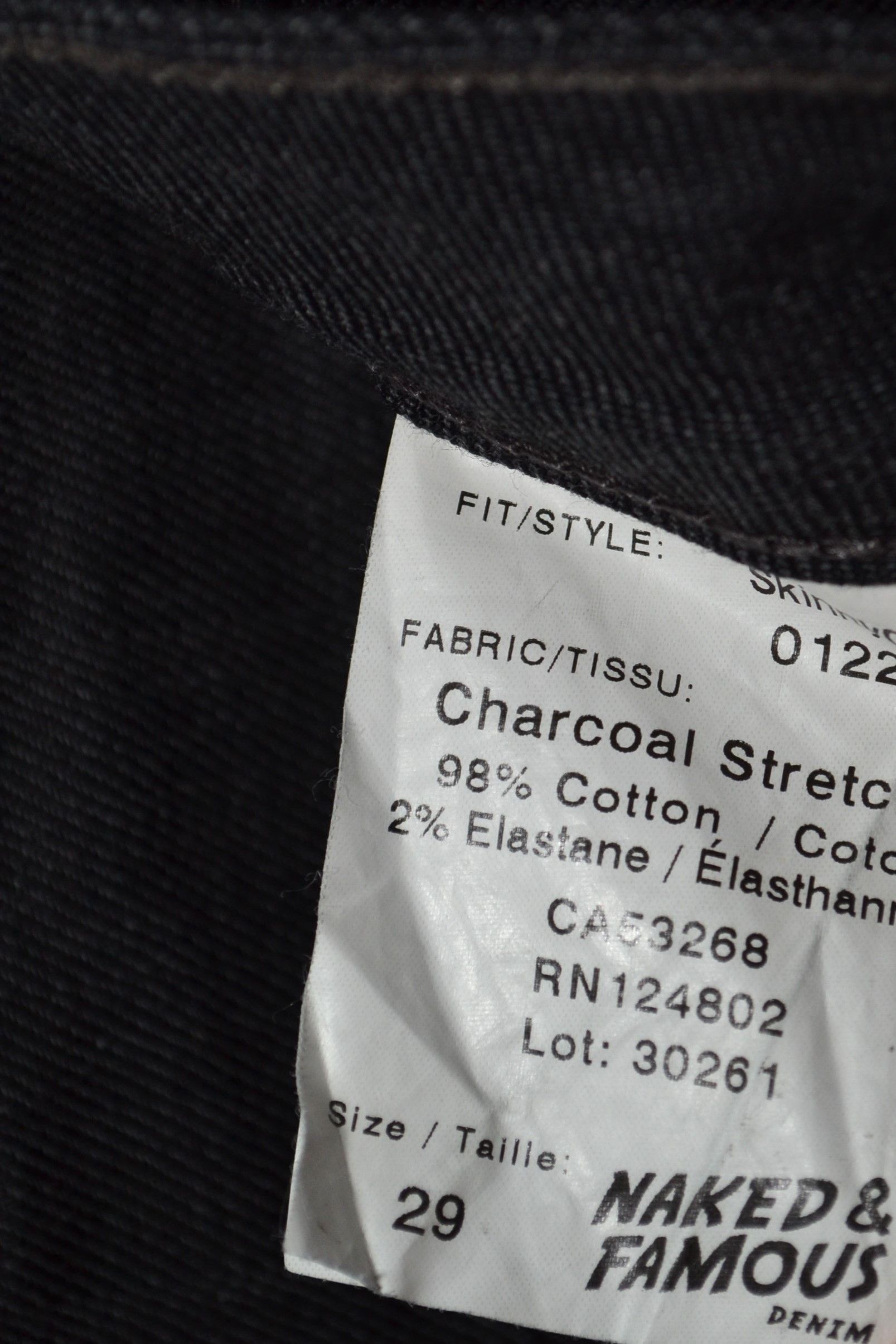 Naked & Famous Naked & Famous Charcoal Stretch Gray 29 Skinny Guy Jeans Size US 29 - 7 Thumbnail