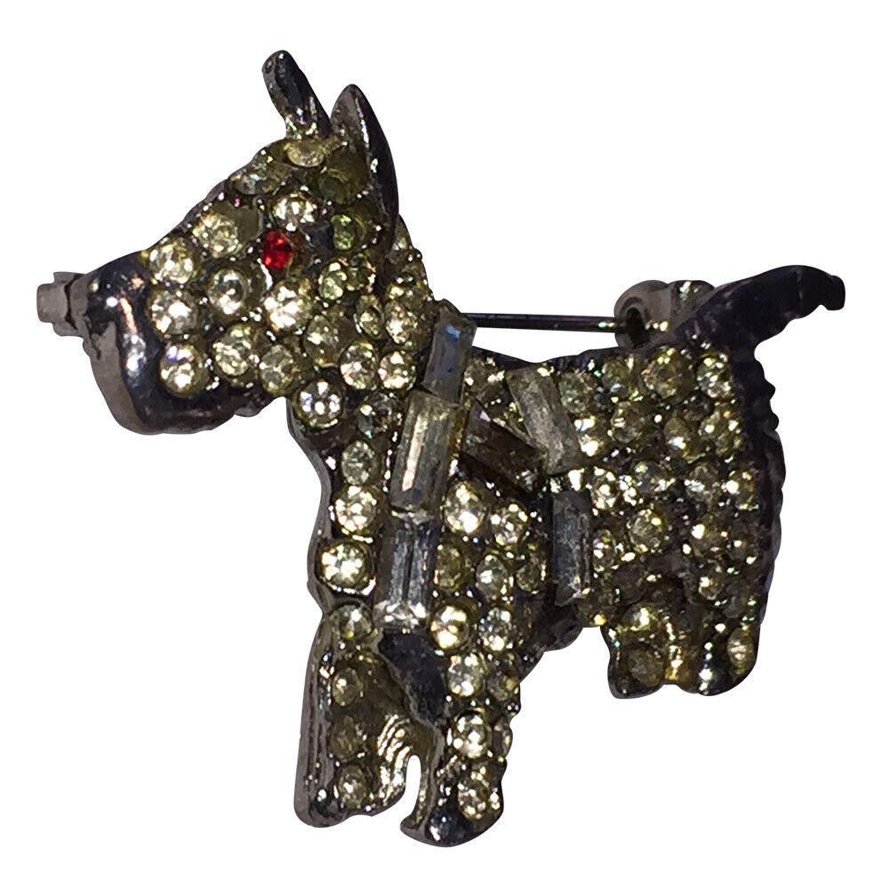 Designer Vintage Terrier Rhinestone Baguette Pin Brooch Size ONE SIZE - 3 Thumbnail