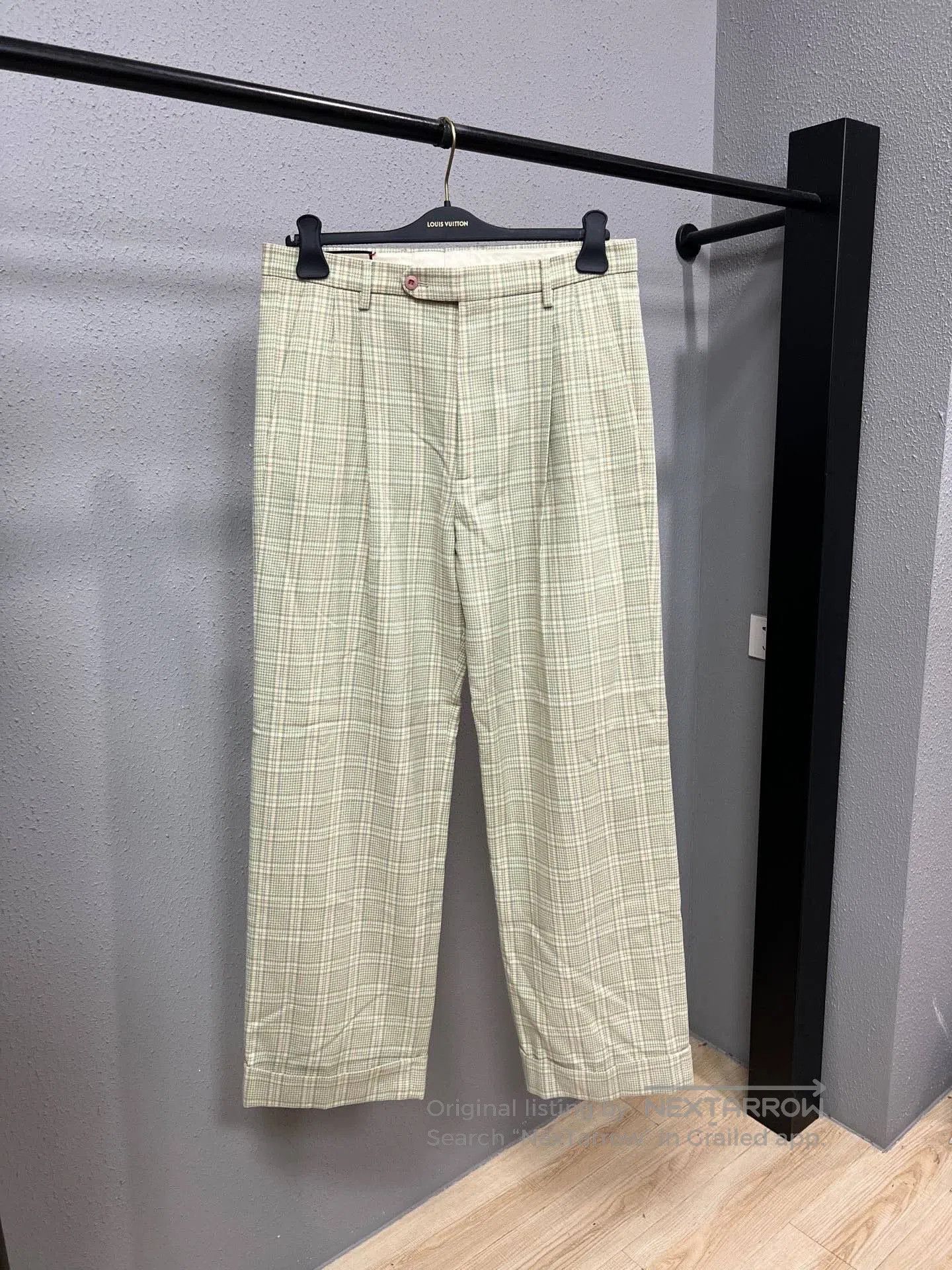 Gucci Guicci Green Wool Plaid Trousers| Size 48L - 1 Thumbnail