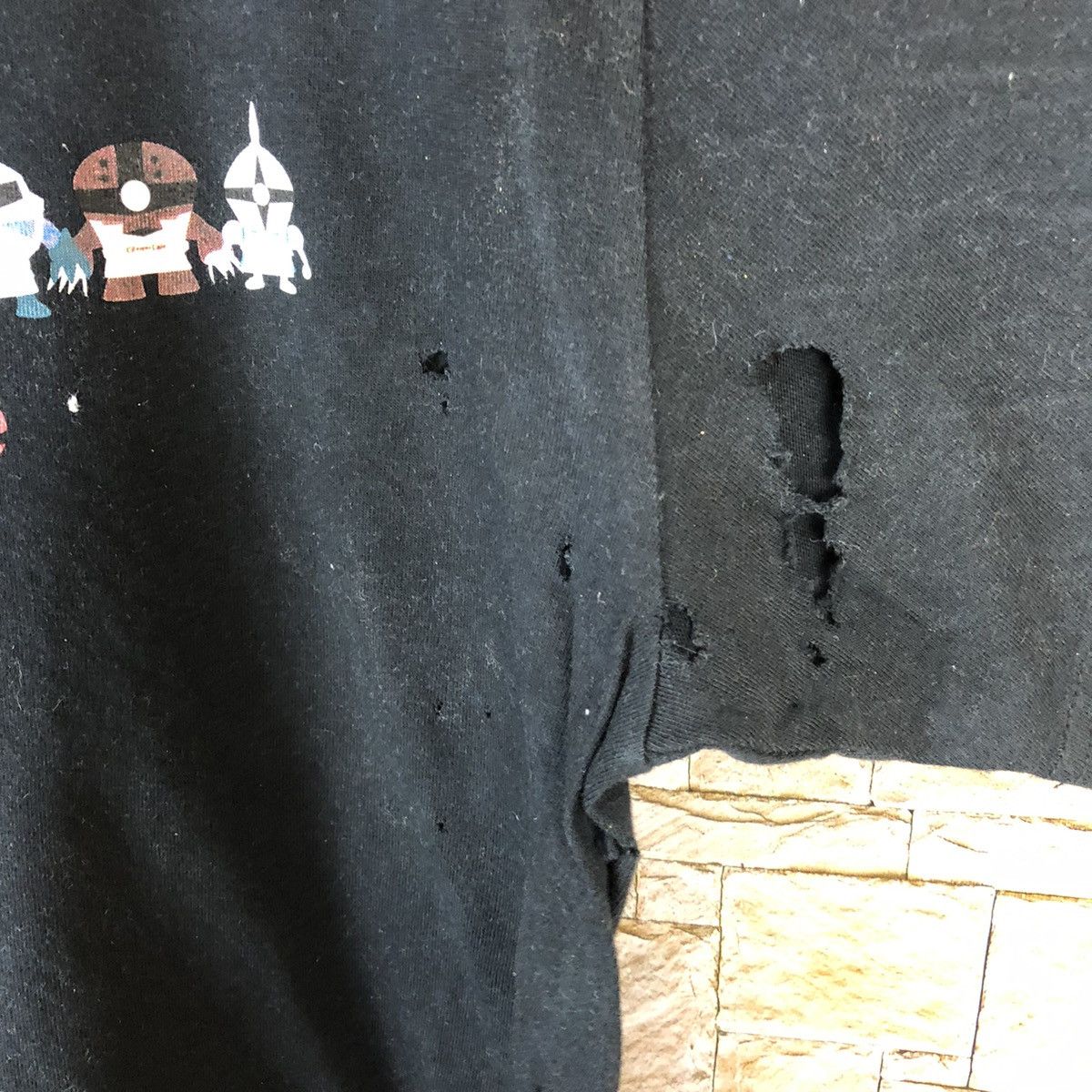 Japanese Brand Ripped distressed Bandai Gundam Cafe Black Tshirt #A493 Size US M / EU 48-50 / 2 - 9 Thumbnail