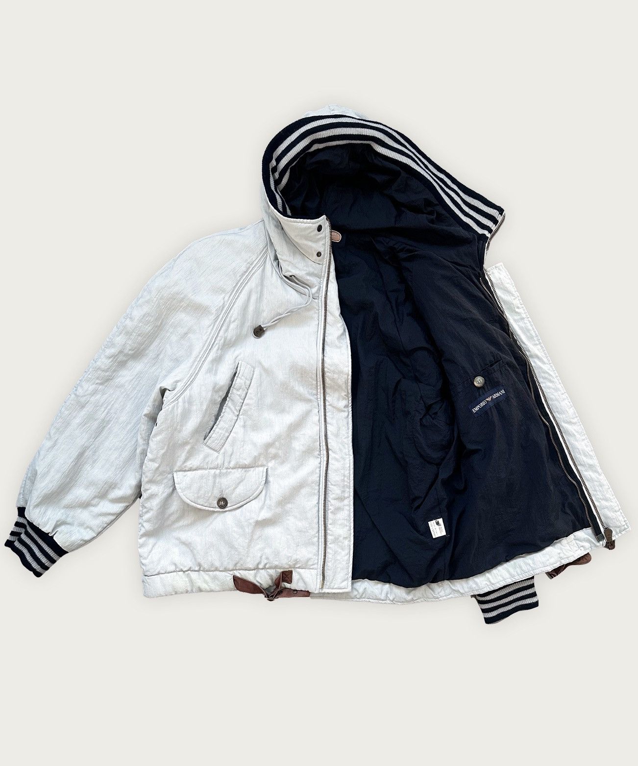 Emporio Armani Emporio Armani Bomber Jacket Aviator Vintage White 90s Size US L / EU 52-54 / 3 - 4 Thumbnail