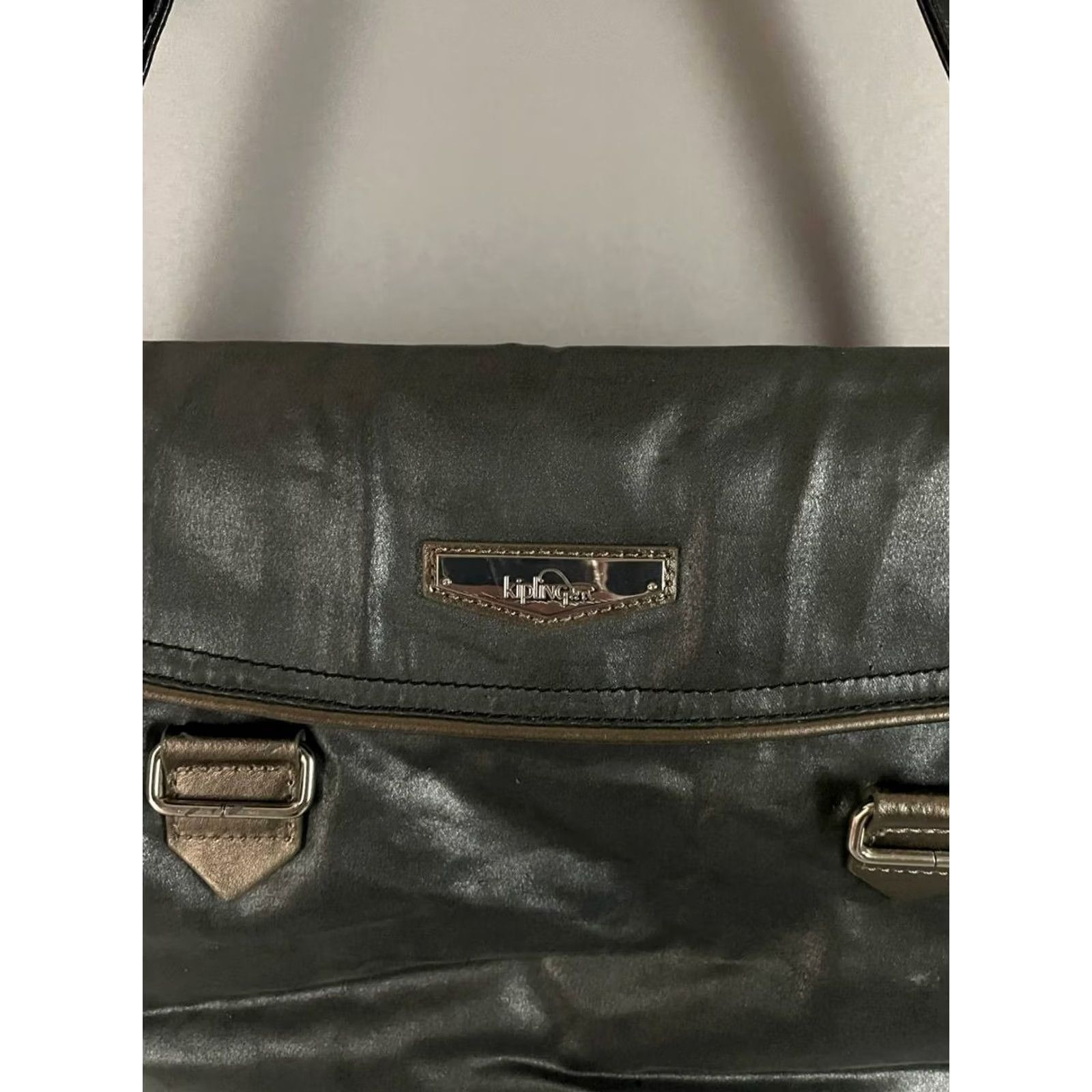 Vintage Kipling Shoulder Bag Black Leather Crossbody Strap Unisex Vintage Women Ladies Purse Handbag Casual Formal Party Bag Size ONE SIZE - 4 Thumbnail