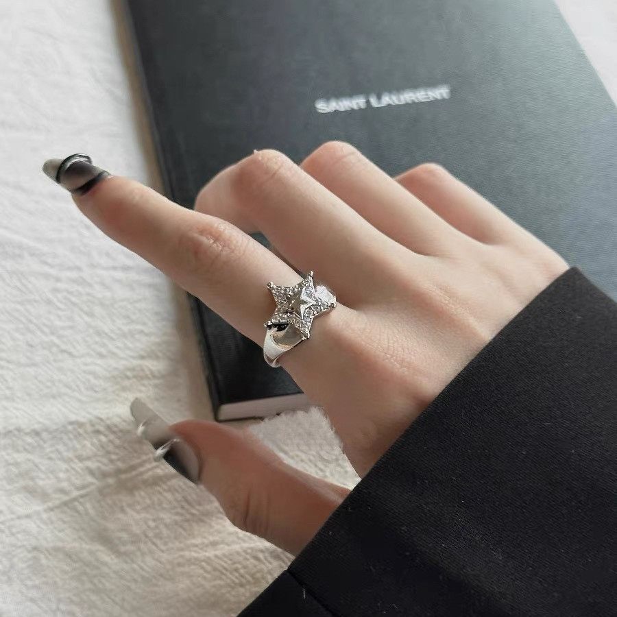Jewelry Star Punk Jewelry Rings Open Size Chrome Ring (Size 7-13) Size ONE SIZE - 3 Thumbnail