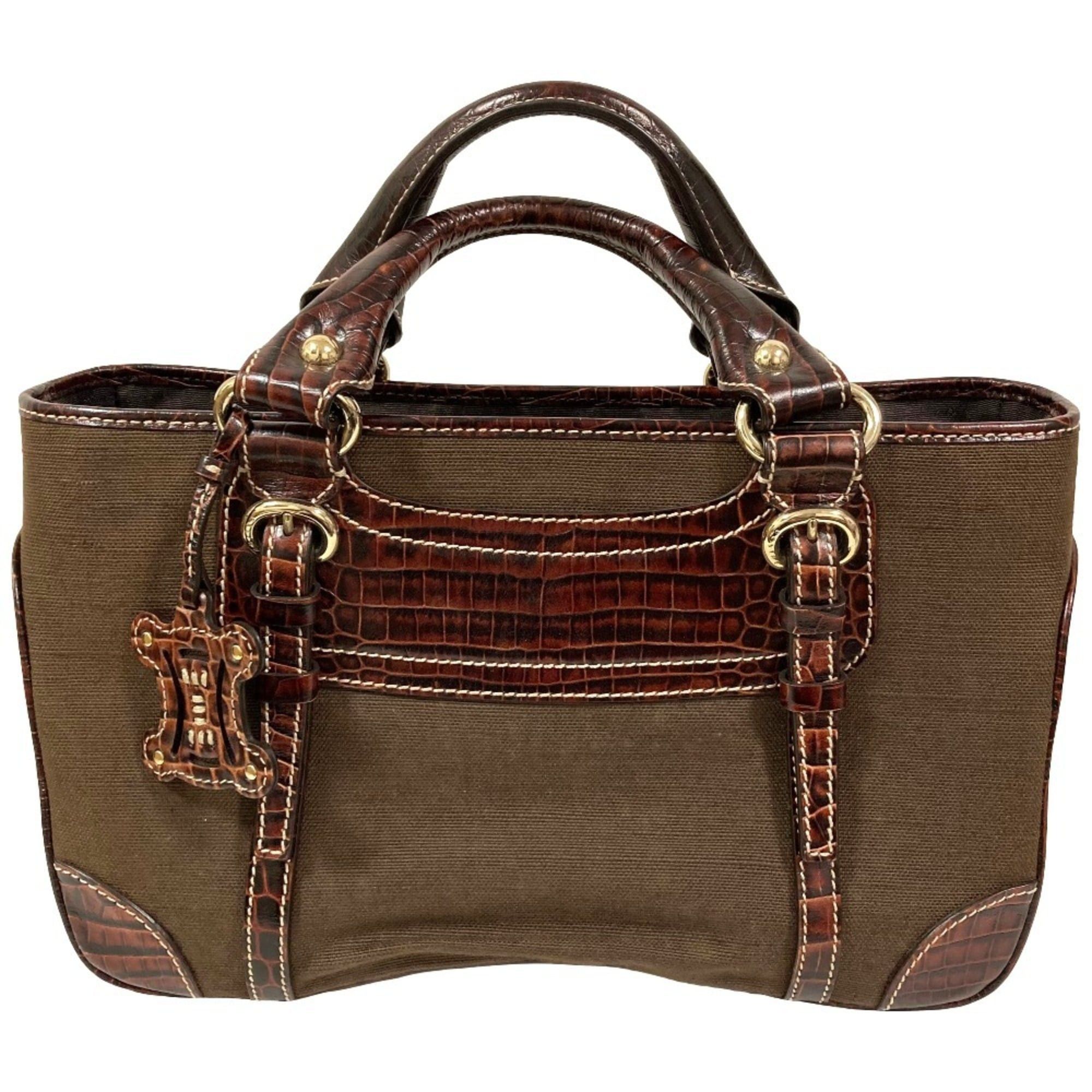 Celine Celine Canvas Leather Boogie Back Handbag Brown Women's Size ONE SIZE - 1 Thumbnail
