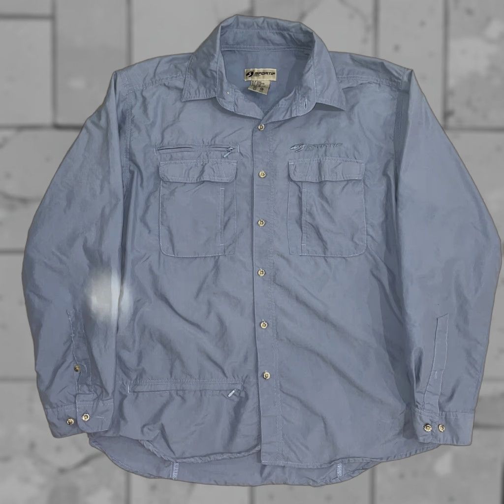 Vintage Sportif Blue Fishing Shirt Mens L Long Sleeve Button-Up Shirt Size US L / EU 52-54 / 3 - 1 Thumbnail