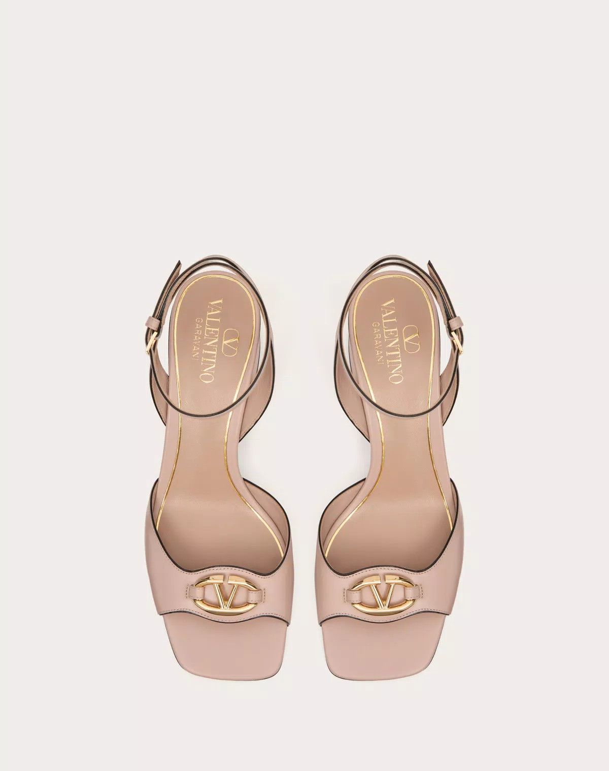 Valentino o1s1wg110625 Vlogo 60mm Leather Sandals in Blush Pink Size US 9 / IT 39 - 4 Thumbnail